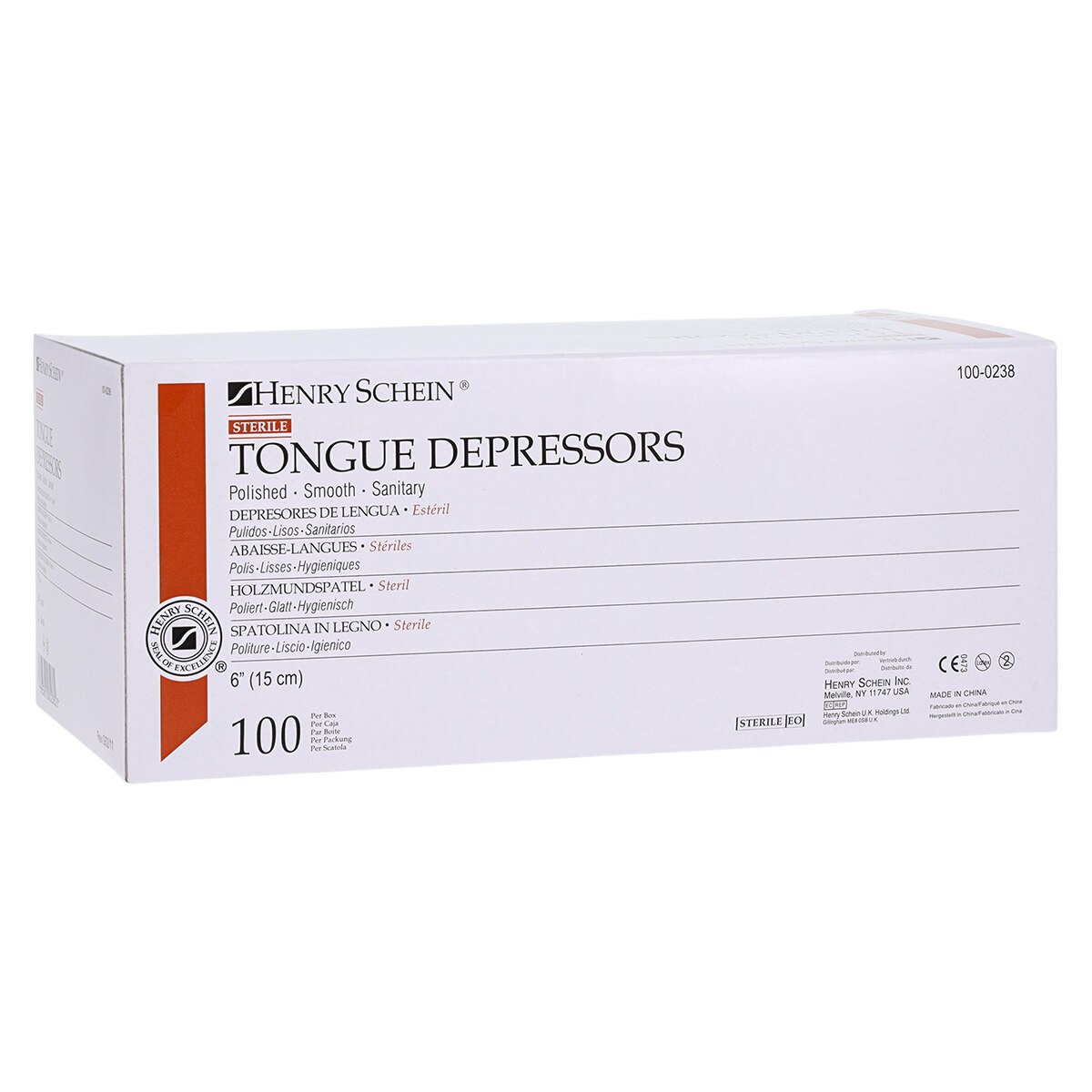 Tongue Depressor 6 in Wood Sterile Adult 100/Bx