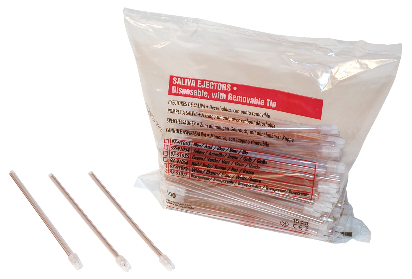 DEHP Saliva Ejector 150mm White Fixed Tip Phthalate Free 100pk