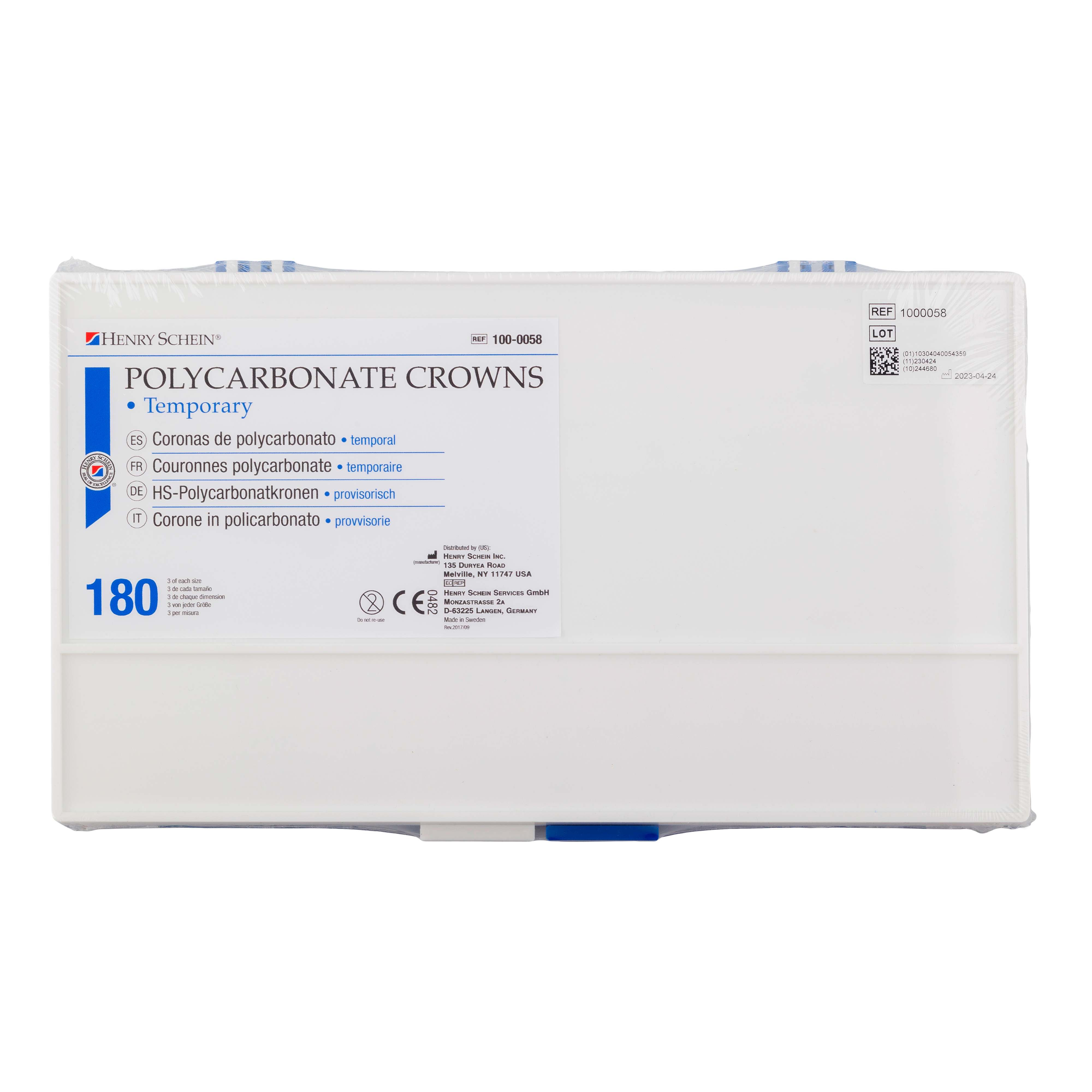 HS Temporary Crown Polycarbonate Kit 180pk