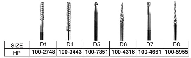 Carbide Bur Laboratory Handpiece D1 Diamond Cut Ea