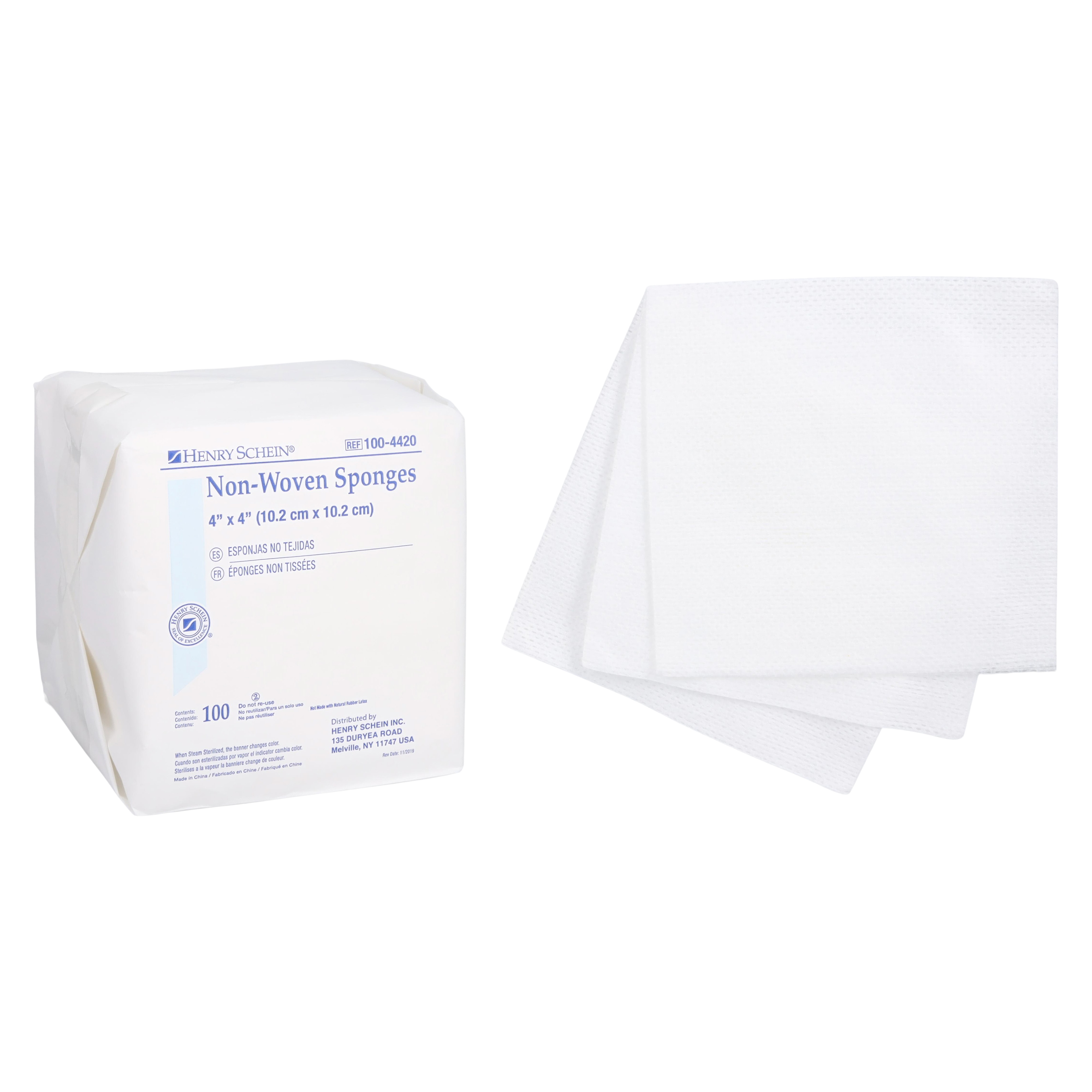 100% Cotton Non-Woven Sponge 4x4" 4 Ply Non-Sterile Square LF