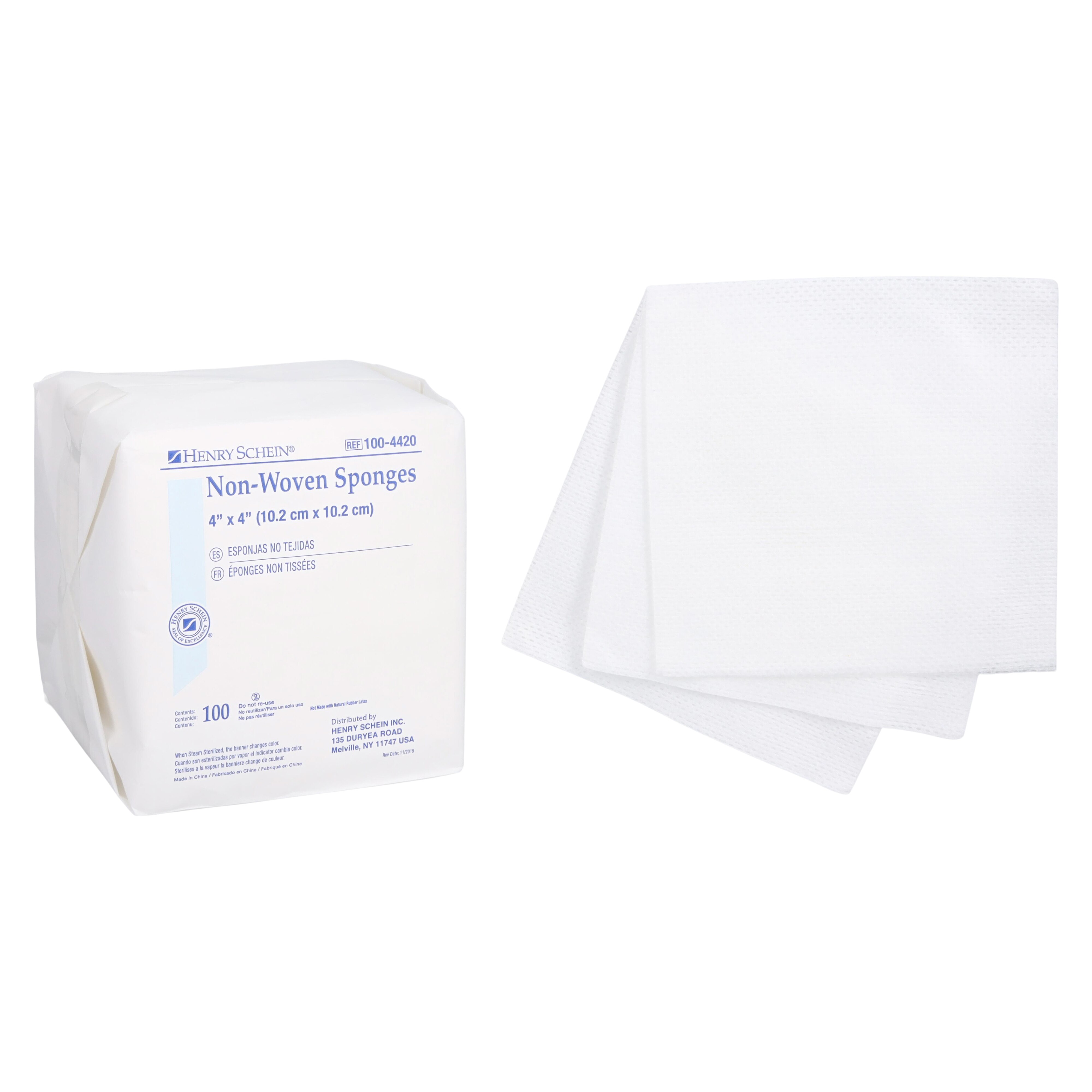 100% Cotton Non-Woven Sponge 4x4" 4 Ply Non-Sterile Square LF