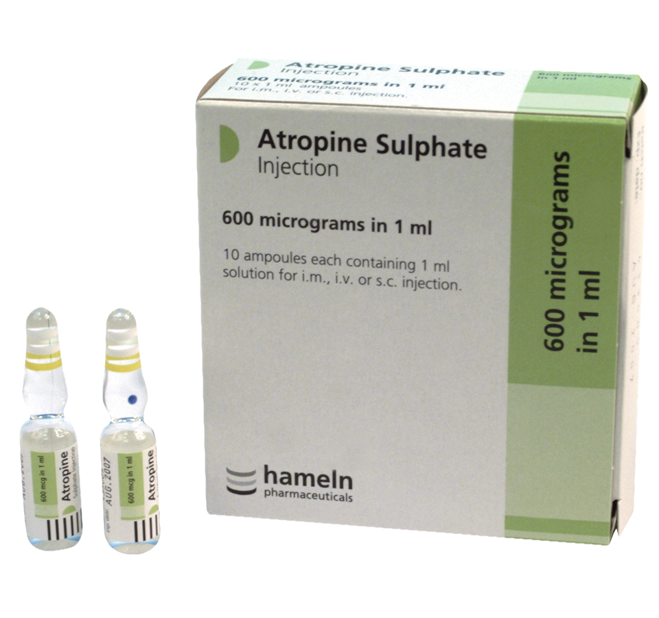Atropine Sulphate Injection 600mcg 1ml Ampoules 10pk