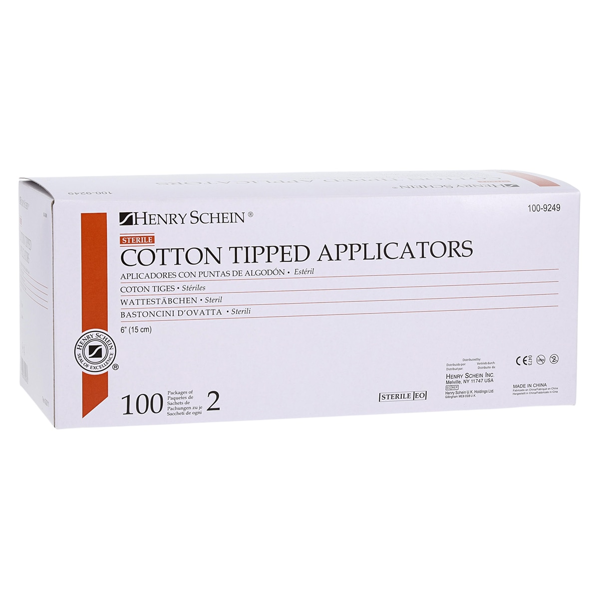 Cotton Tipped Applicator 6 in Wood Handle Sterile 100Pks/2