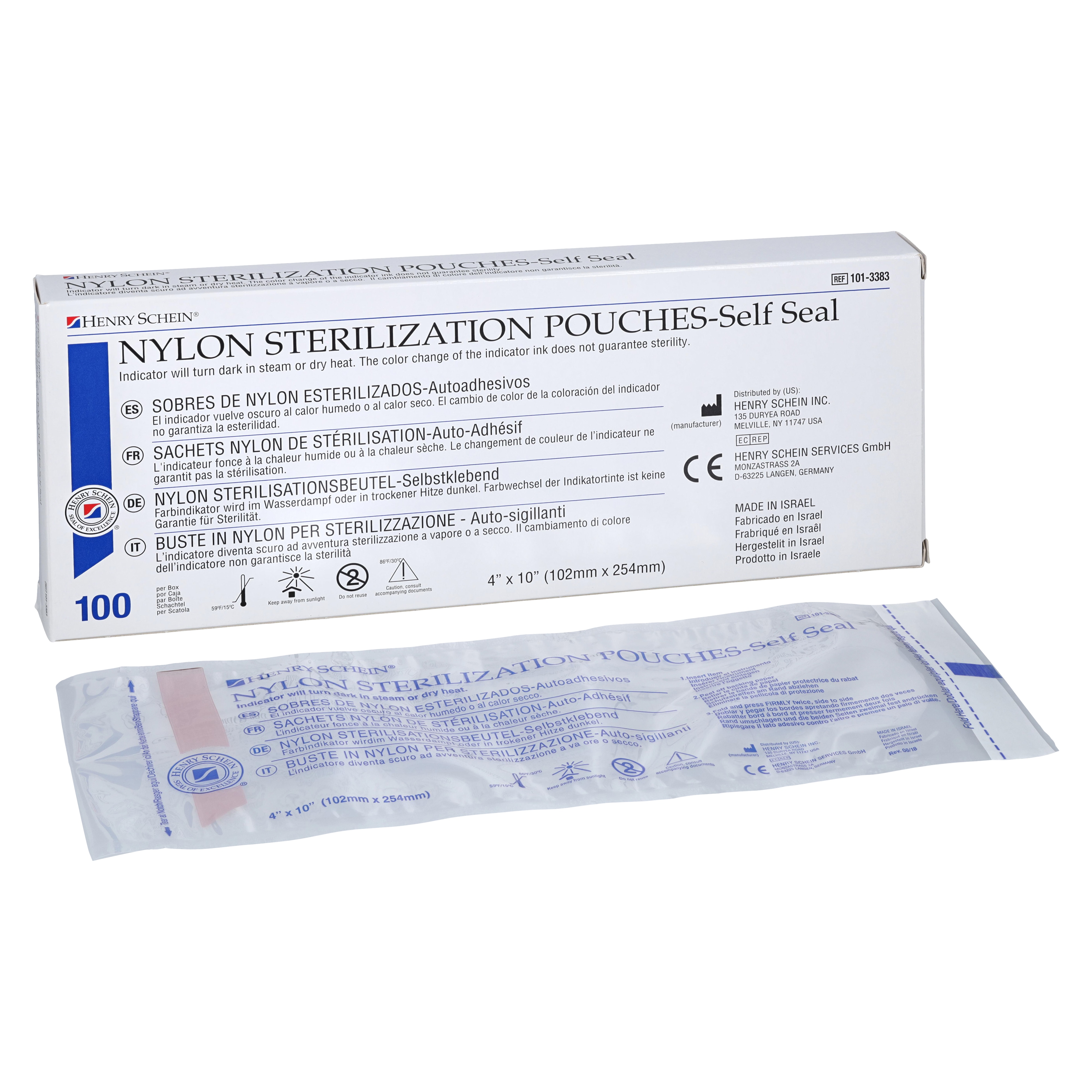 Sterilization Pouch Self Seal 4 in x 10 in 100/Bx