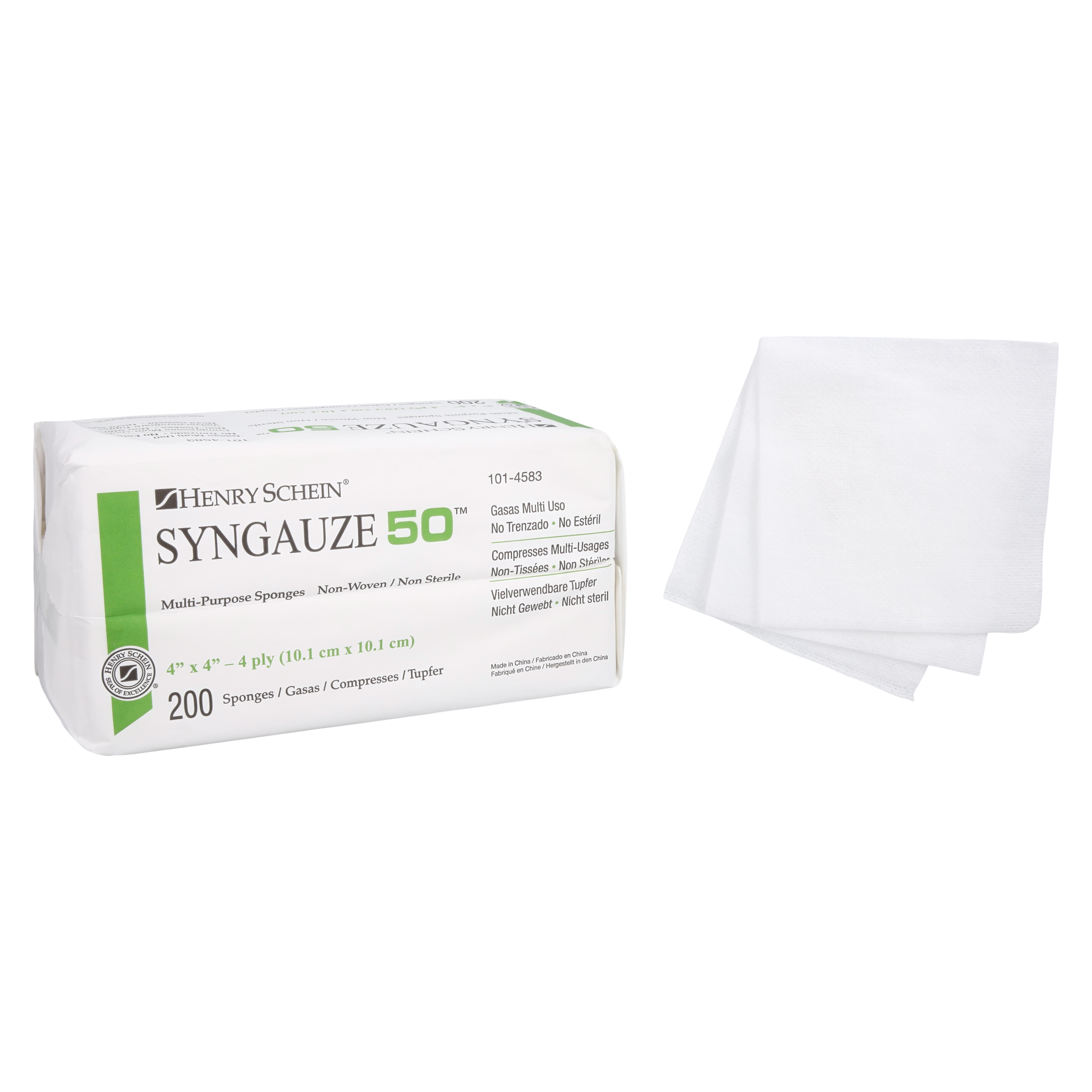 Syngauze 50 Rayon/Polyester Blend Non-Woven Sponge 4x4" 4Pl NS Sq NWvn LF