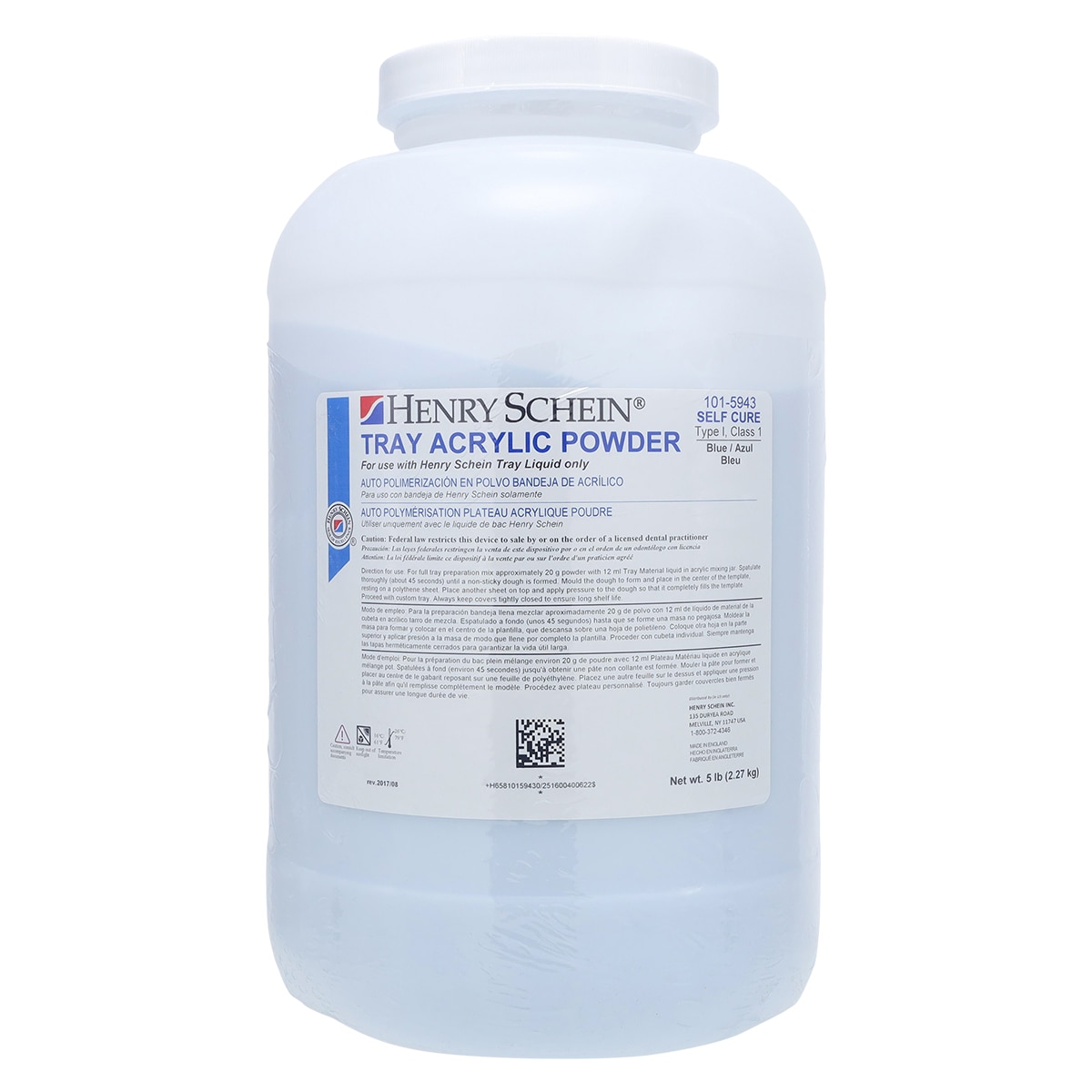 Acratray Tray Acrylic Powder Self Cure Blue 5Lb/Bt