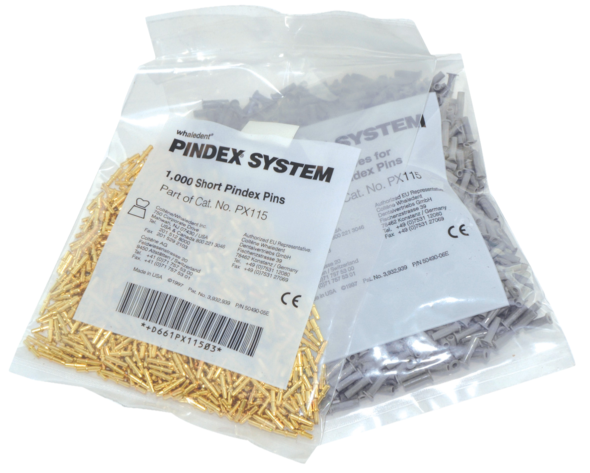 COLTENE Pindex PX115 – 1000 Short Pins (10mm) + 1000 Plastic Sleeves, Dental Lab Supplies
