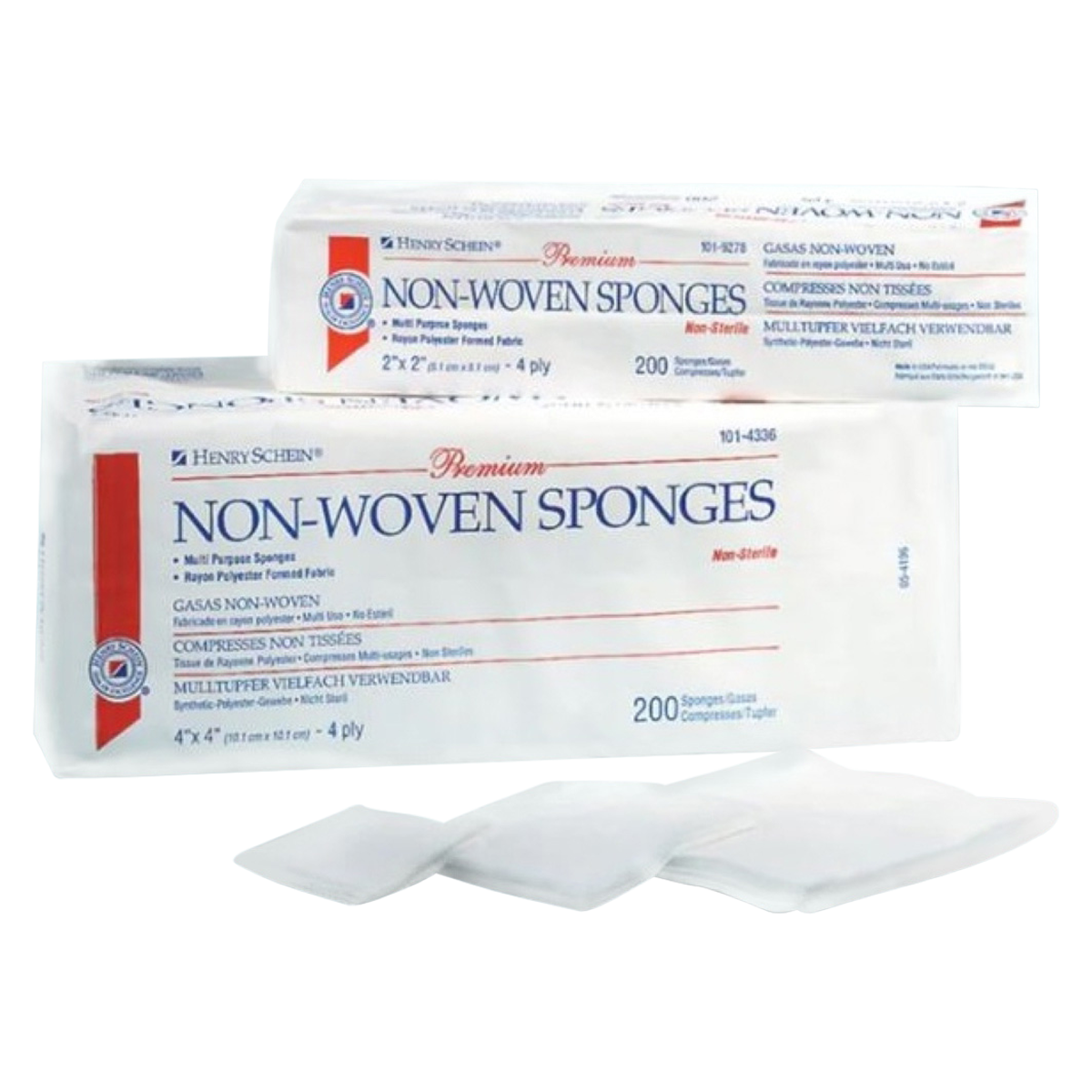 Henry Schein Premium Rayon/Polyester Blend Non-Woven Sponge 3x3" 4Pl NS Sq LF