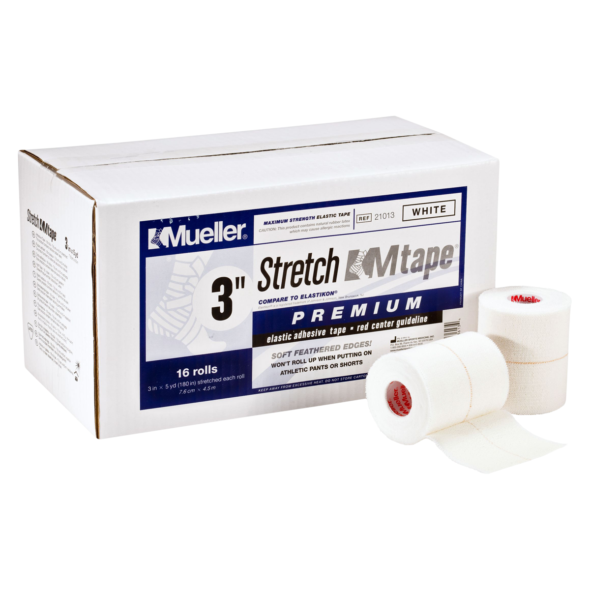 M Premium Athletic Tape Elastic 3"x5yd White Non-Sterile 16/CA