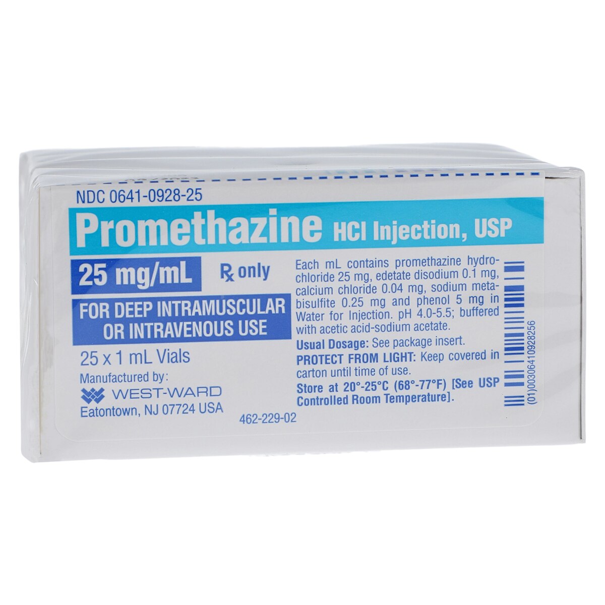 Promethazine HCl Injection 25mg/mL SDV 1mL 25/Package