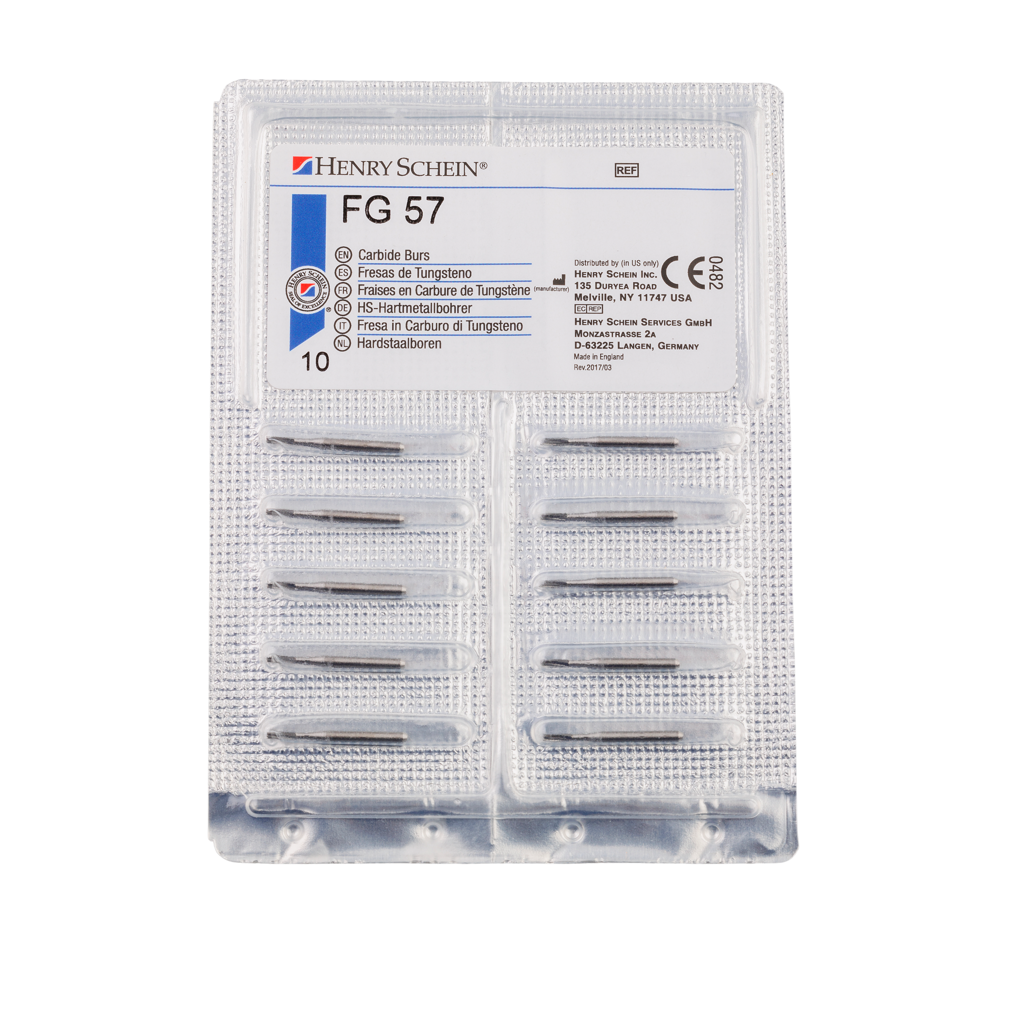 HS Bur TC FG Flat Fissure Plain 010 57 10pk