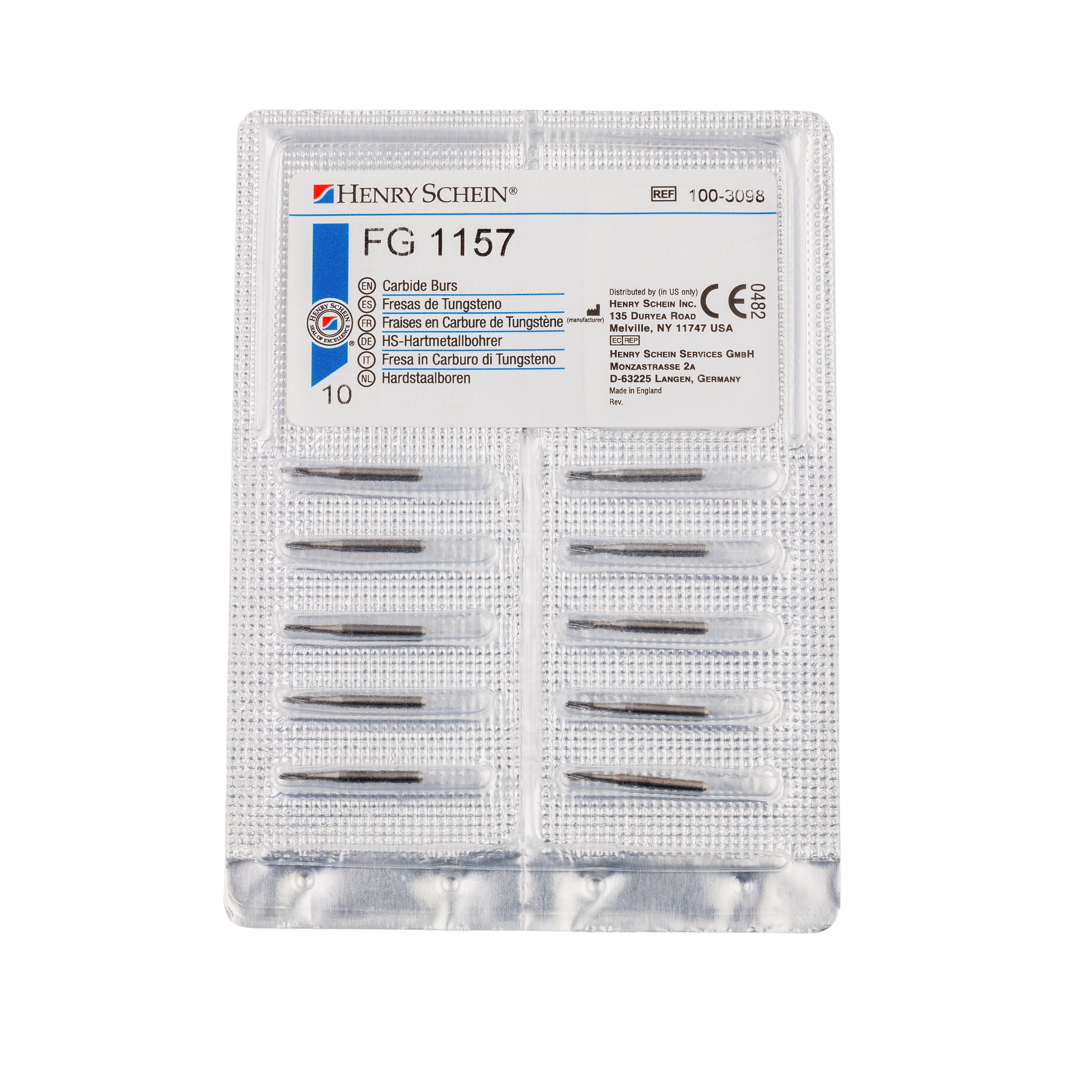 HS Bur TC FG Domed Fissure Plain 010 (1157) 10pk