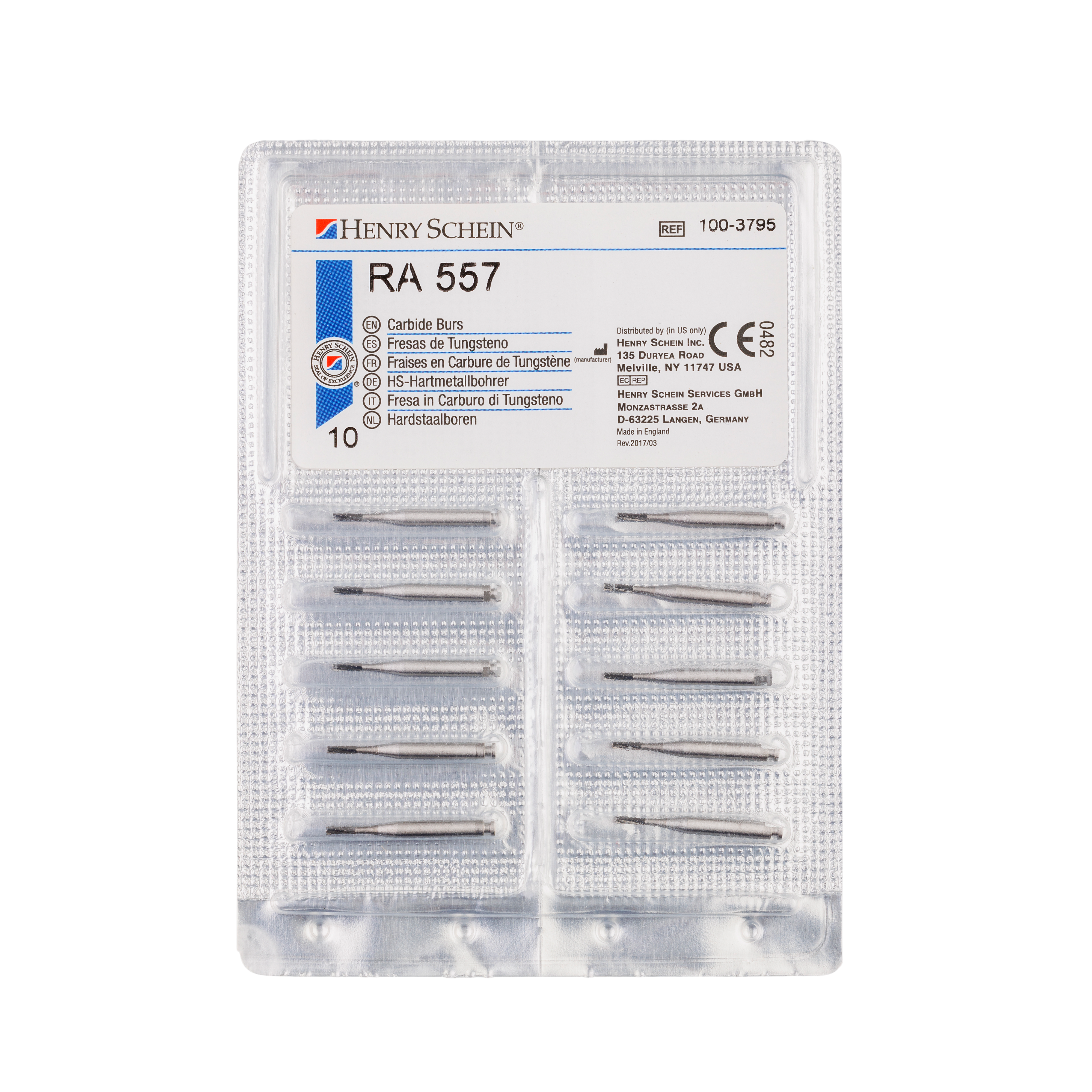 HS Bur TC RA Flat Fissure XC 010 2 10pk