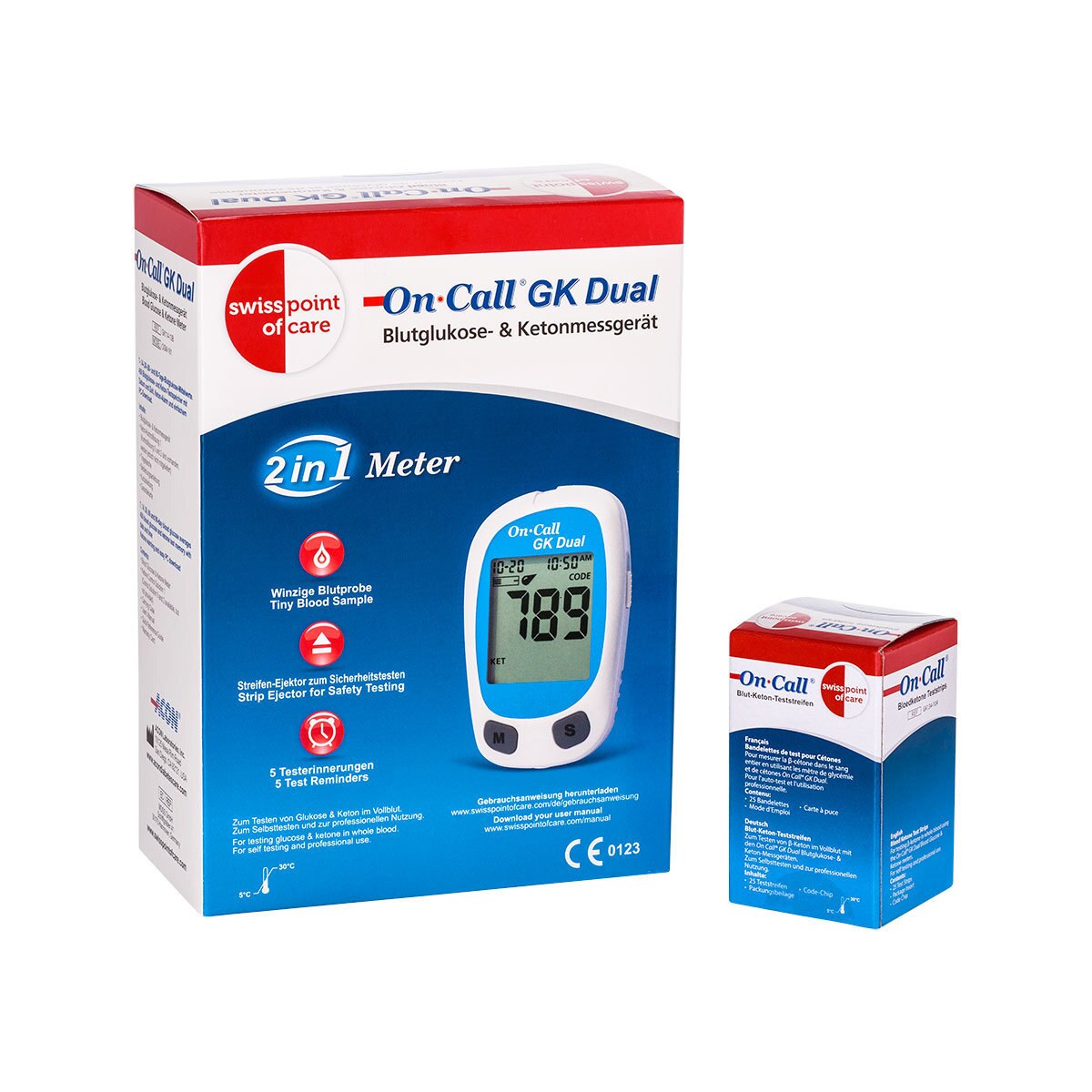 On Call GK dual glucose en ketonen meter - per stuk mmol/L meter