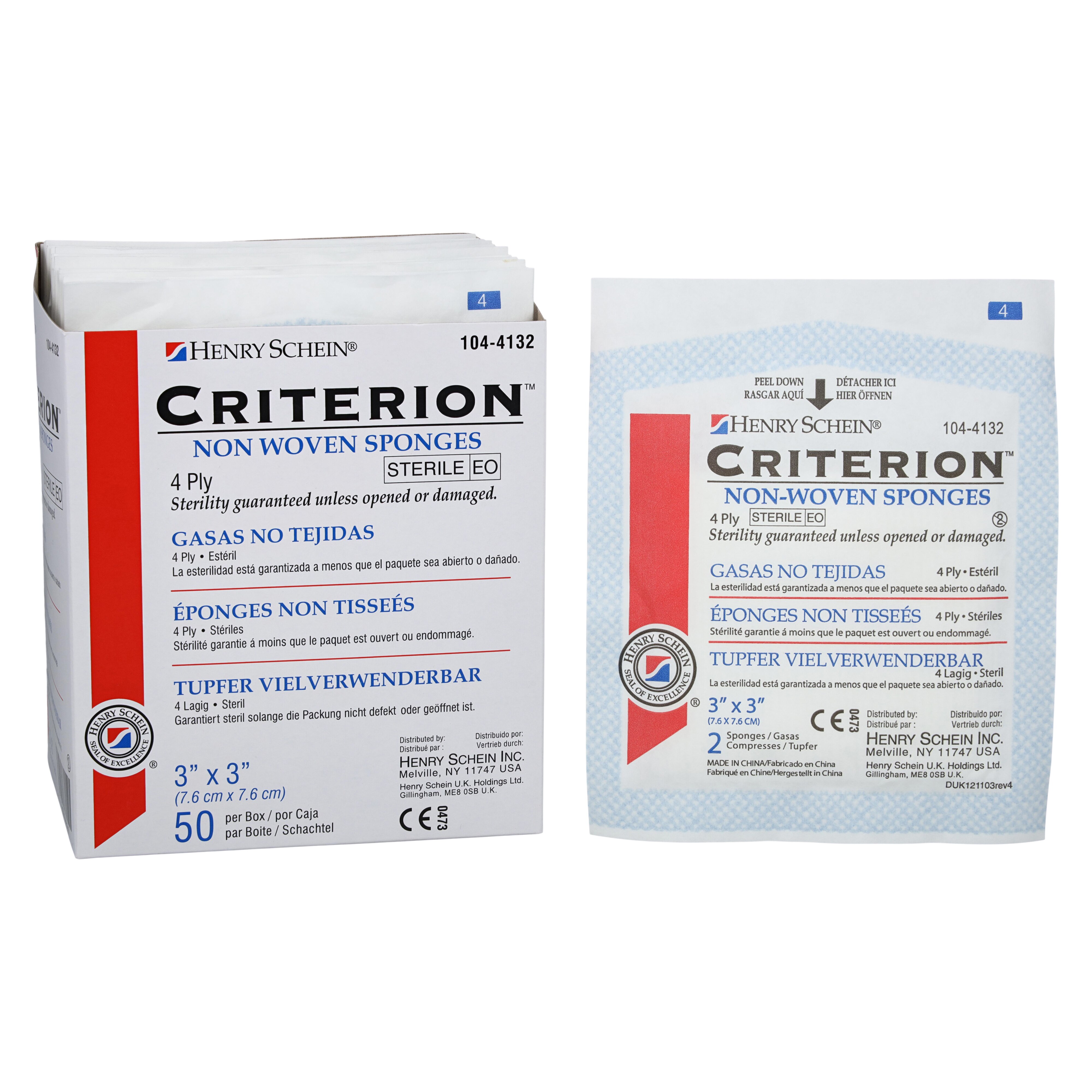 Criterion Rayon/Polyester Blend Non-Woven Sponge 3x3" 4 Ply Sterile