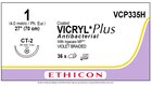 Coated Vicryl Plus Suture 1-0 27" Triclosan/Polyglactin 910 Braid CT-2 Vio 36/Bx