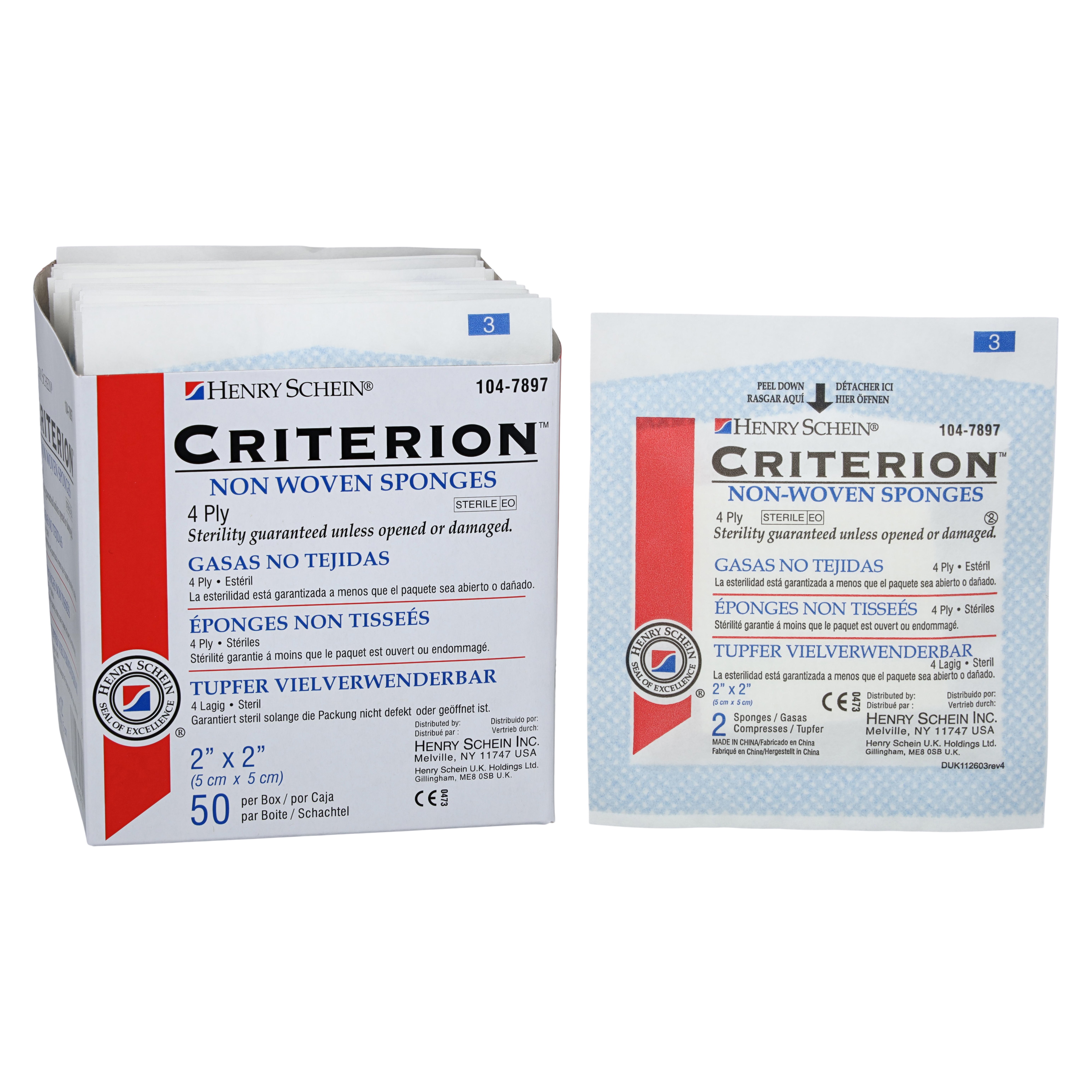 Criterion Rayon/Polyester Blend Non-Woven Sponge 2x2" 4 Ply Sterile Square LF