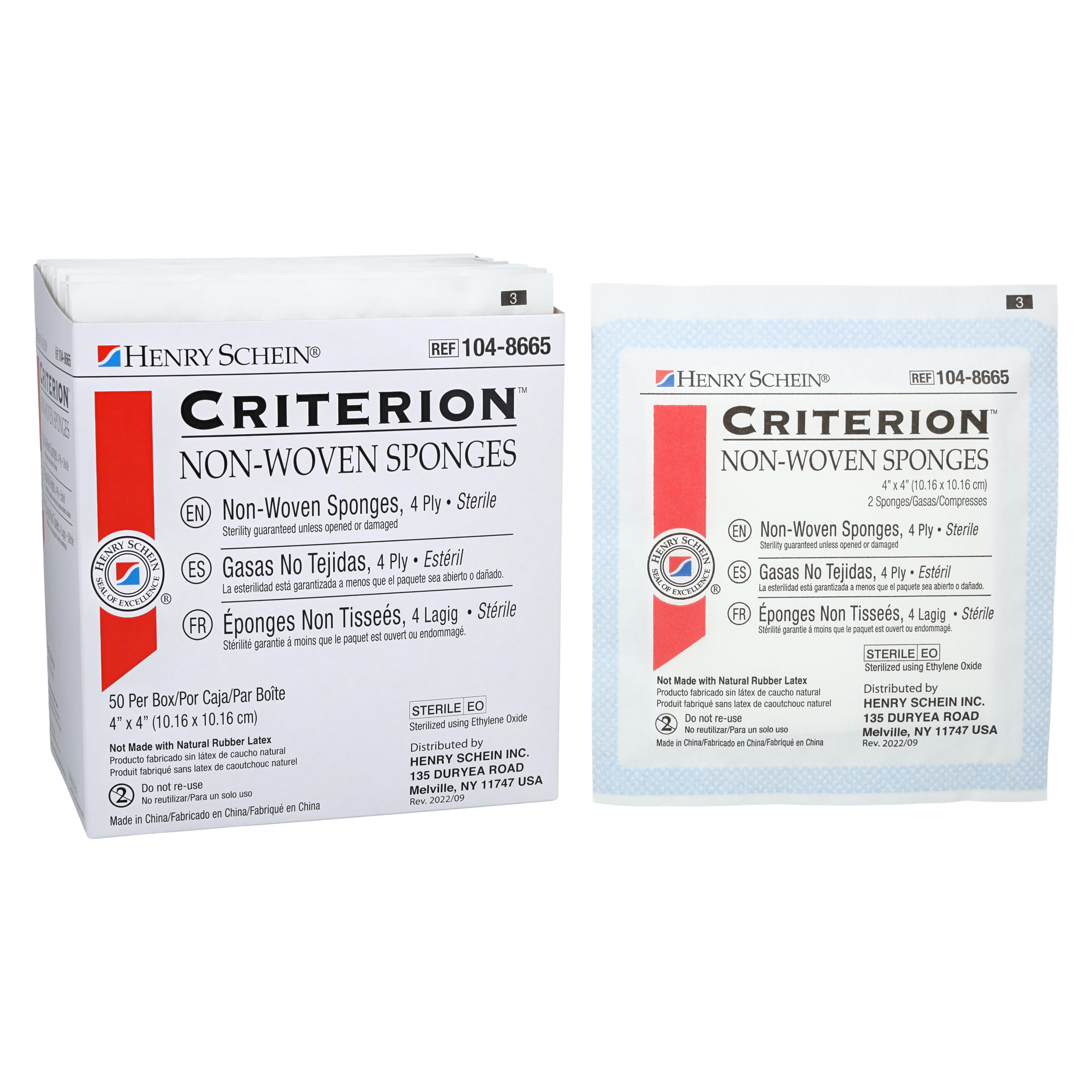Criterion Rayon/Polyester Blend Non-Woven Sponge 4x4" 4 Ply Sterile Square LF