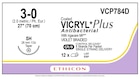 Coated Vicryl Plus Suture 3-0 27" Triclosan/Polyglactin 910 Braid SH Vio 12/Bx