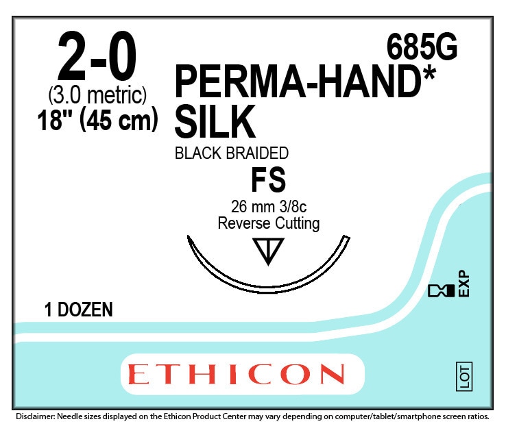 Perma zijde - USP 2-0 45 cm 685G, per 12 stuks