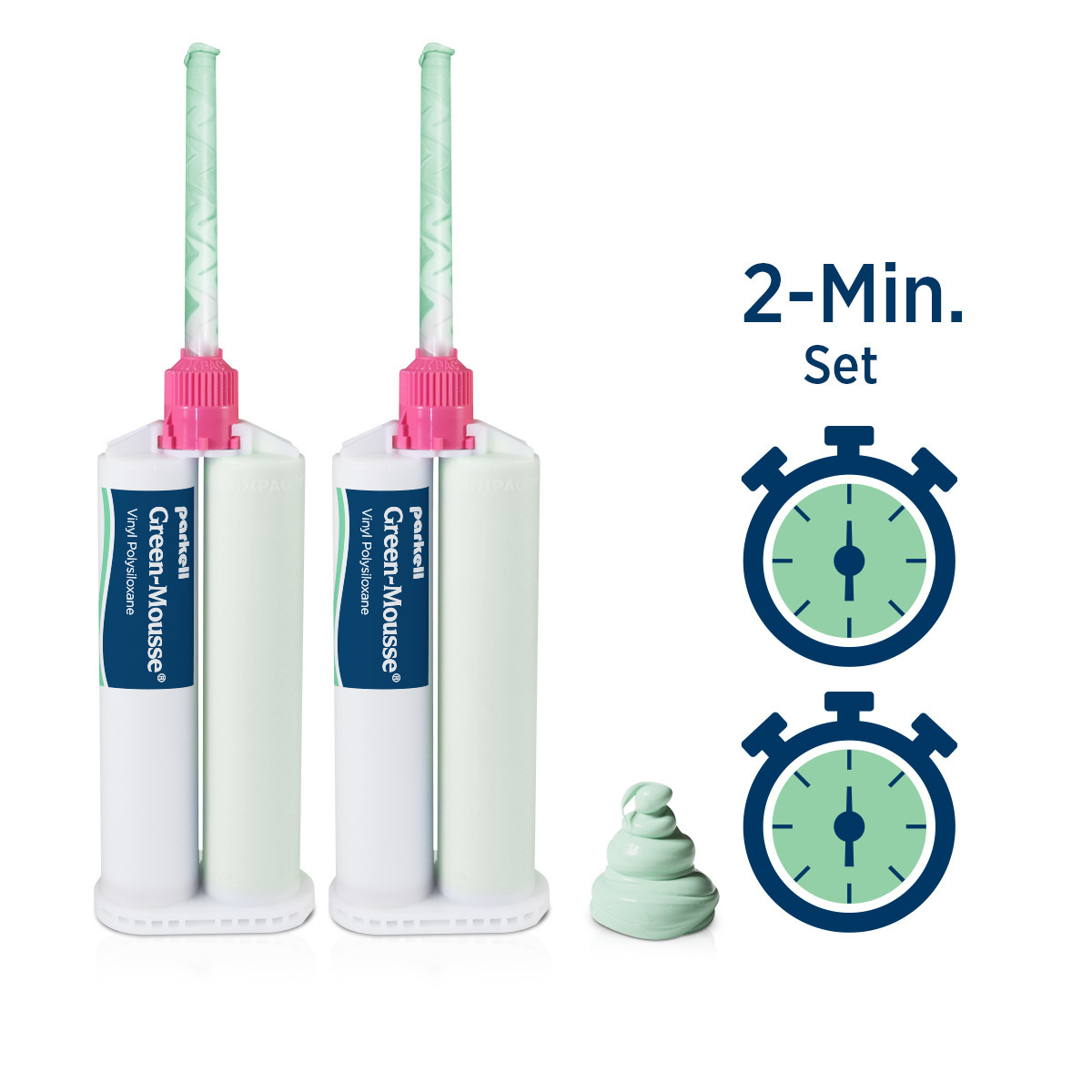Green-Mousse Bite Registration (120 sec) - 2x 50 ml en 6 mengtips