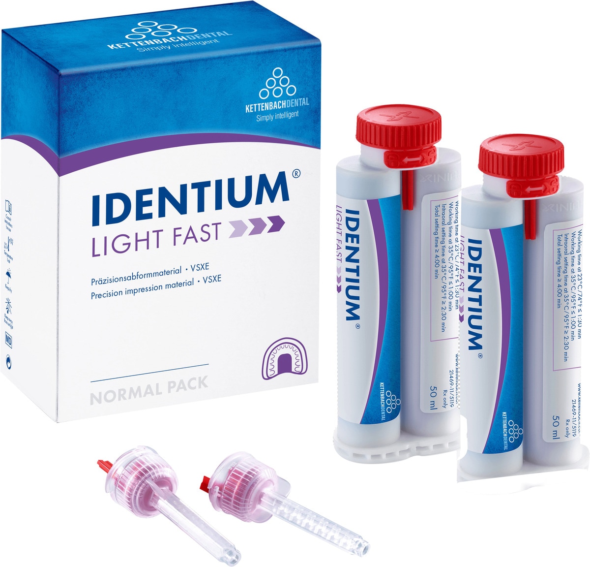 Identium Light Fast Normal Pack (New Mixing System) - 2x 50 ml en 8 mengtips rood (1371111)