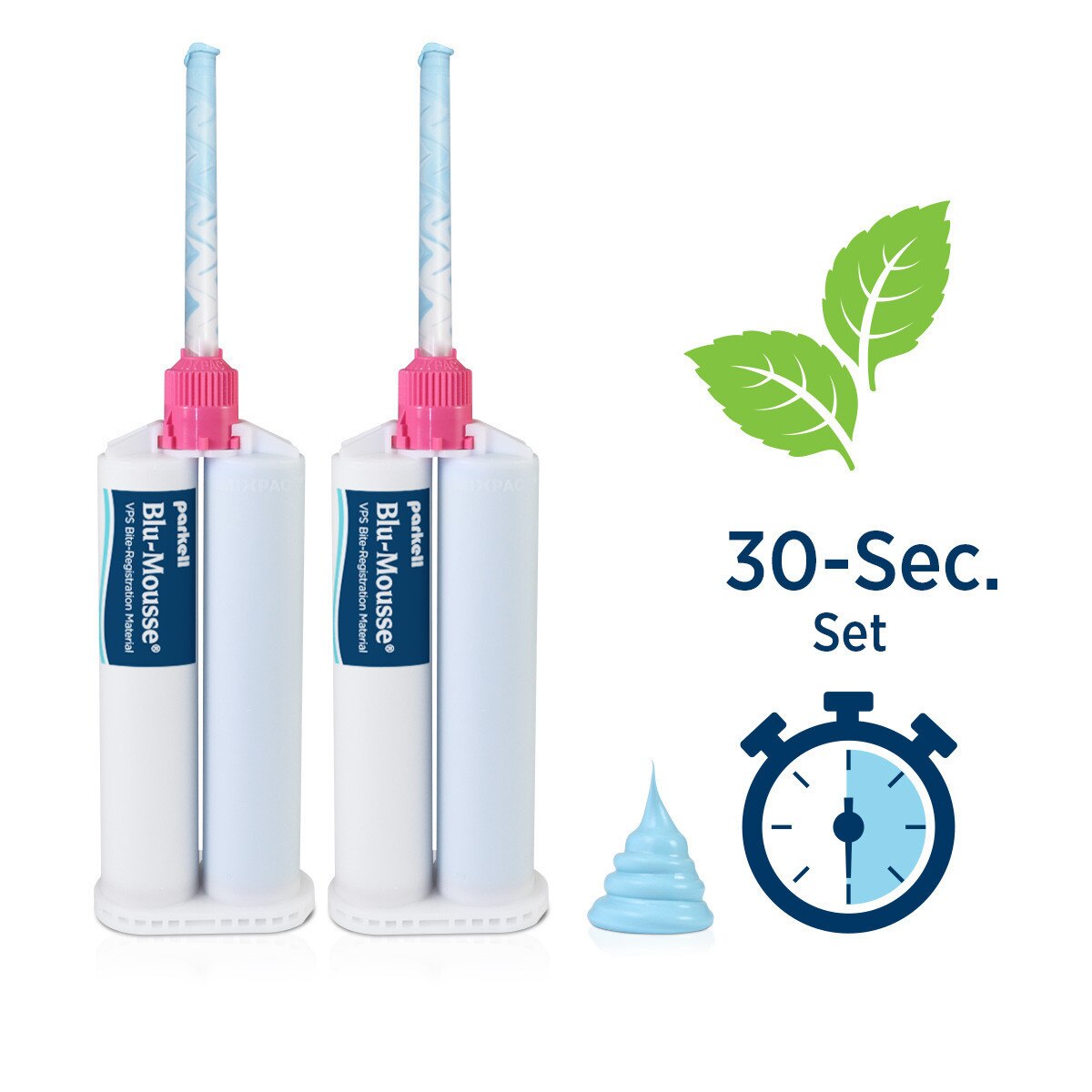 Blu-Mousse Bite Registration Peppermint Super-Fast (30 sec) - 2x 50 ml en 6 mengtips