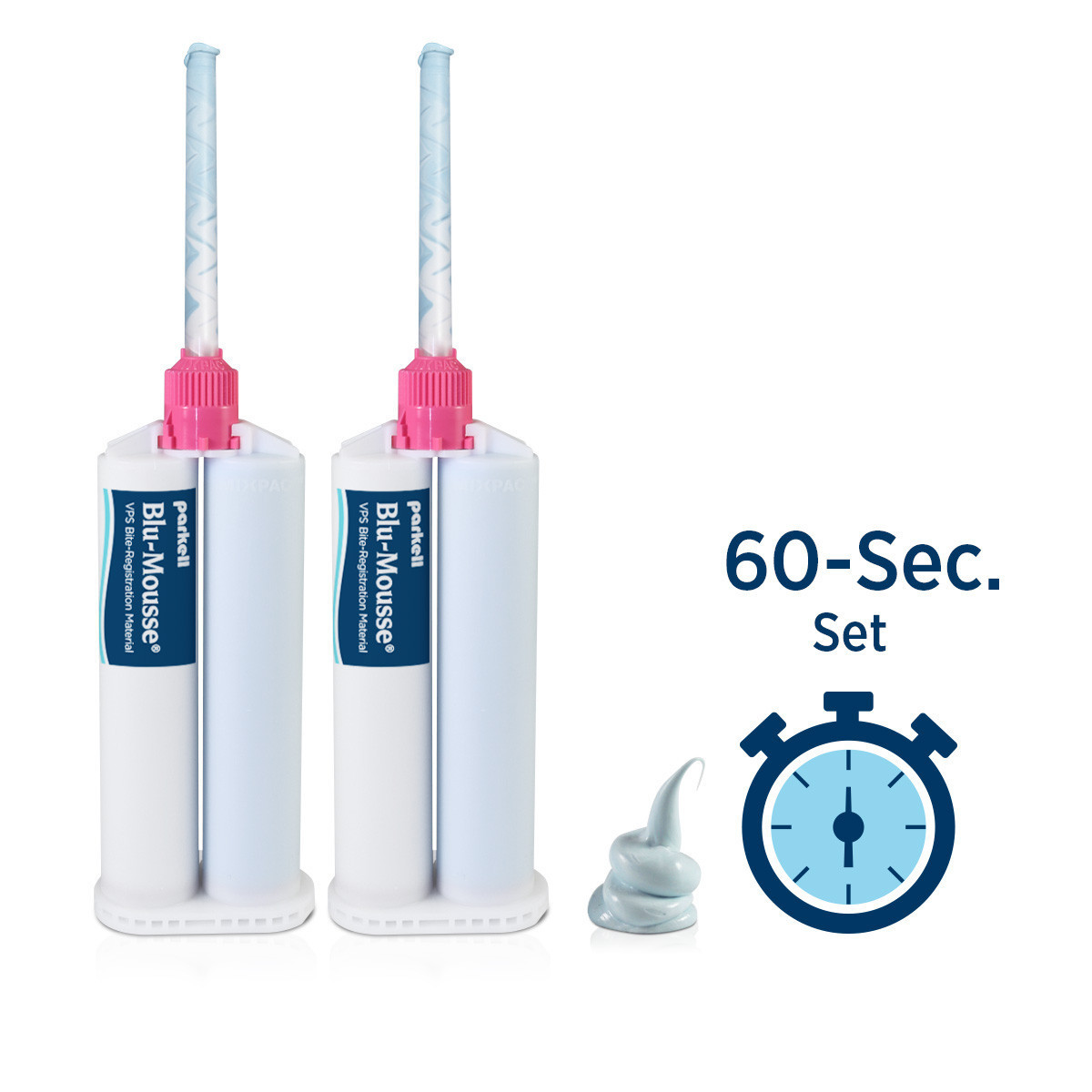Blu-Mousse Bite Registration 60 (60 sec) - 2x 50 ml en 6 mengtips