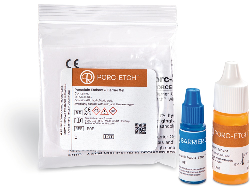 Porcelain Etching Agent with Barrier Gel - REF. POE, flesje 9 g en 3 ml Barrier Gel