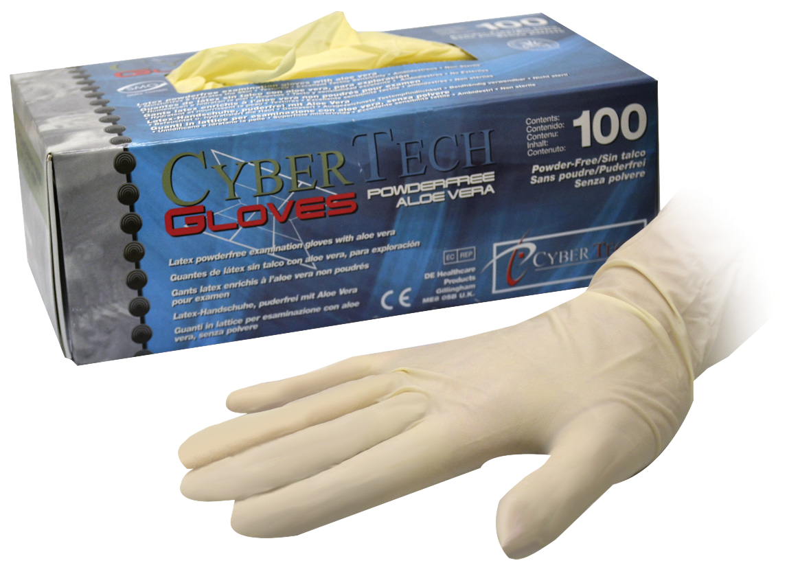 Cyber Gloves Latex Powder-Free Aloe Small 100pk