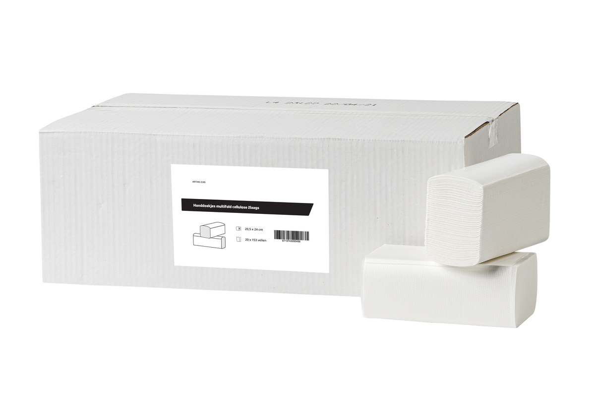 Handdoekjes Multifold 20,5 x 24 cm - geschikt voor Tork H2, per 3060 stuks