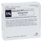 Lidocaine HCl Injection 1% Preservative Free Ampule 2mL 50/Package