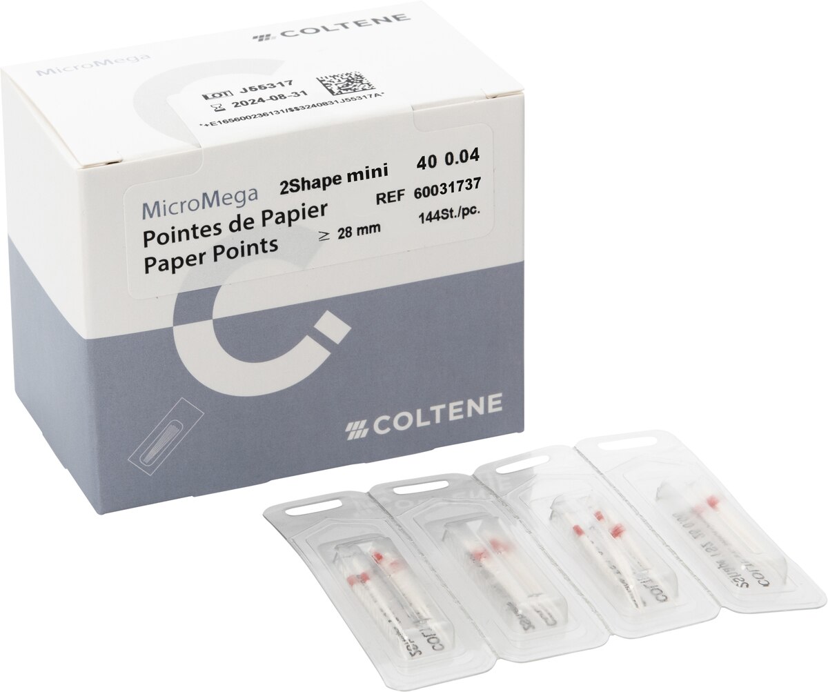 2Shape mini paperpoints - ISO 040, taper .04, 144 stuks
