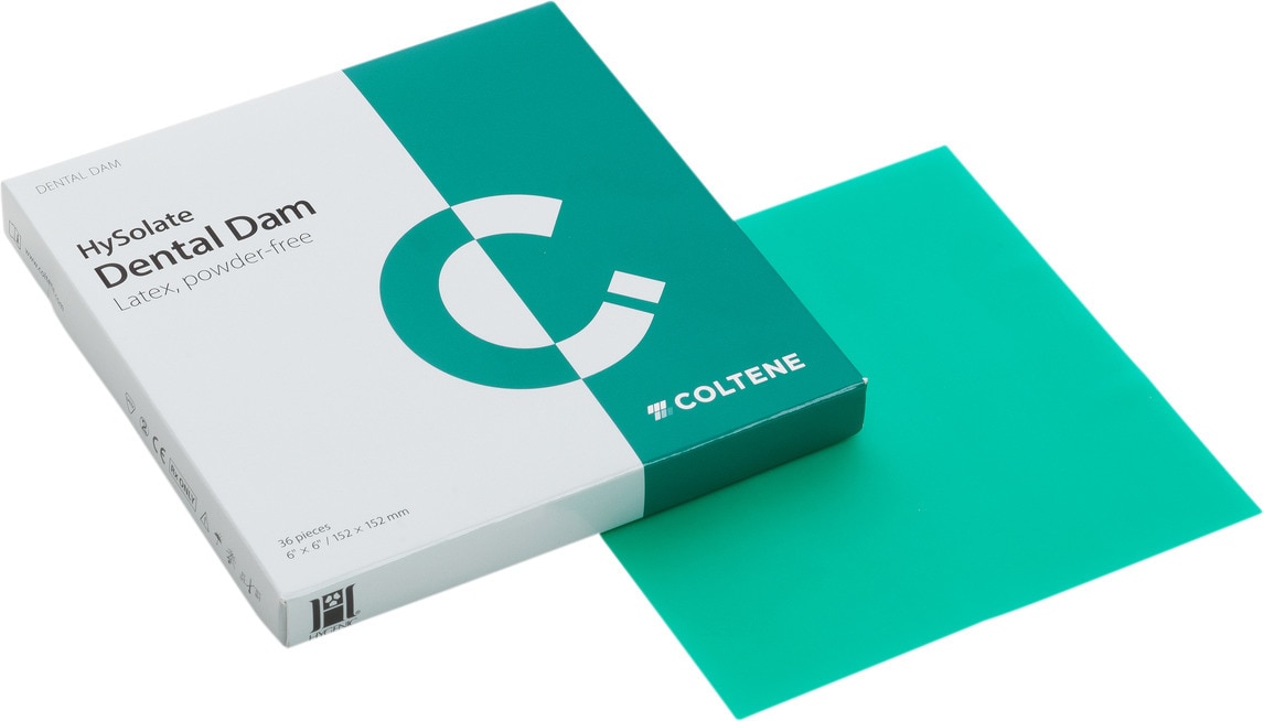 HySolate Latex Dental Dam, Green (152x152mm) - Medium, 36 vellen
