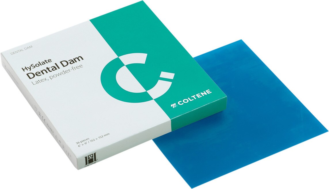 HySolate Latex Dental Dam, Blue (152x152mm) - Heavy, 36 vellen