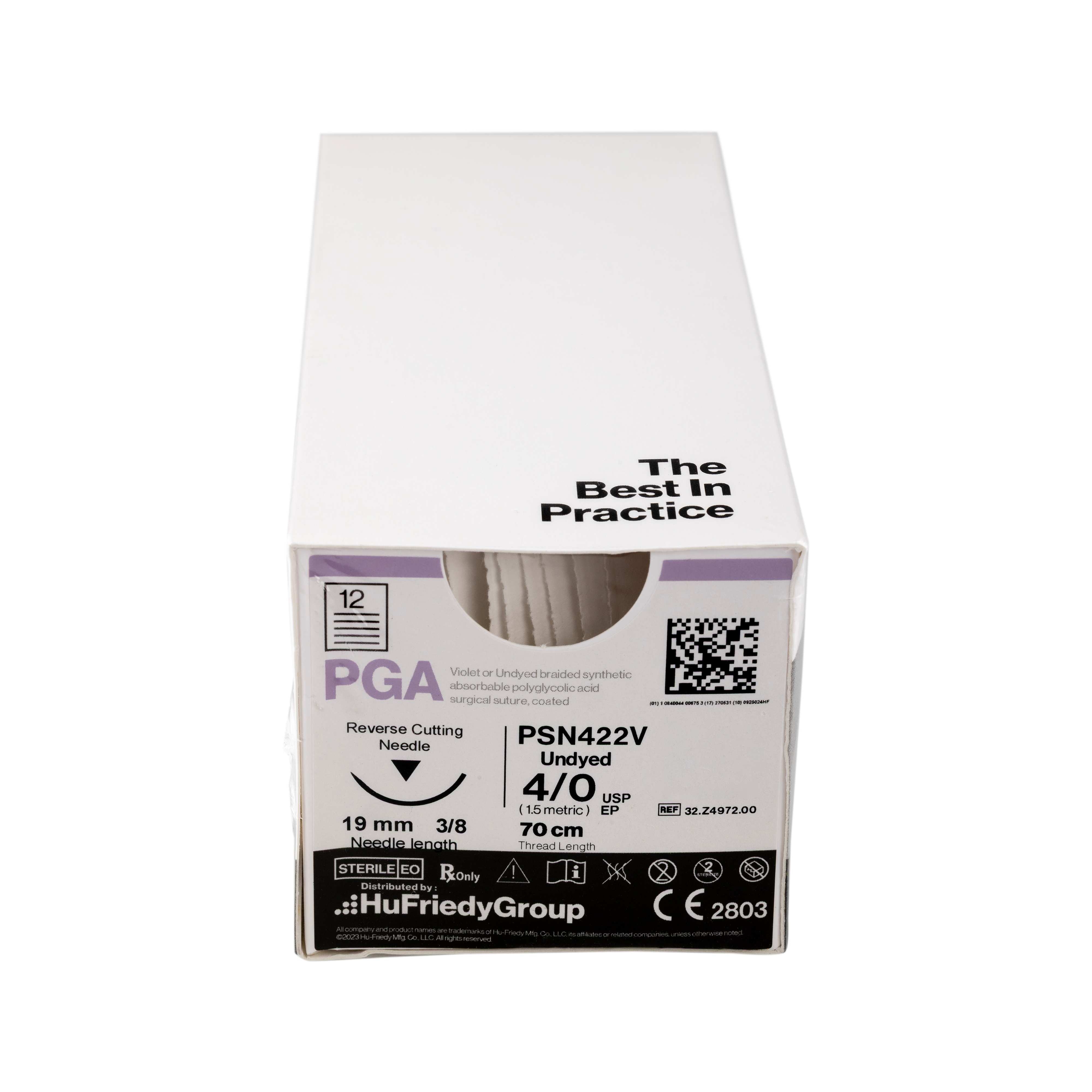 PGA Sutures Undyed Coated 45cm 4-0 3/8 Circle Reverse Cutting C-6 18.7mm PSN422V 12pk