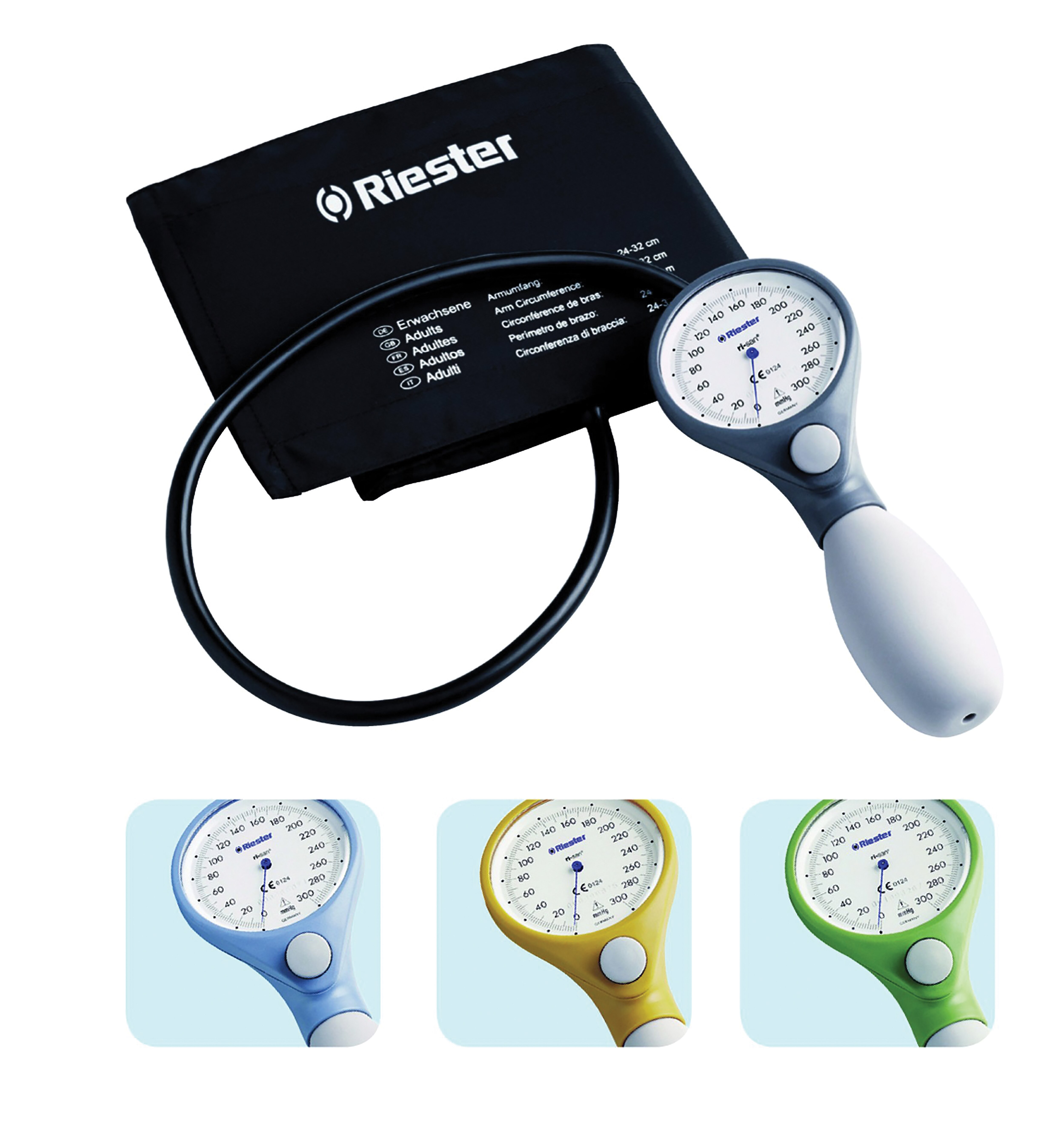 RiSan Palm Sphygmomanometer with Adult Cuff Slate Grey
