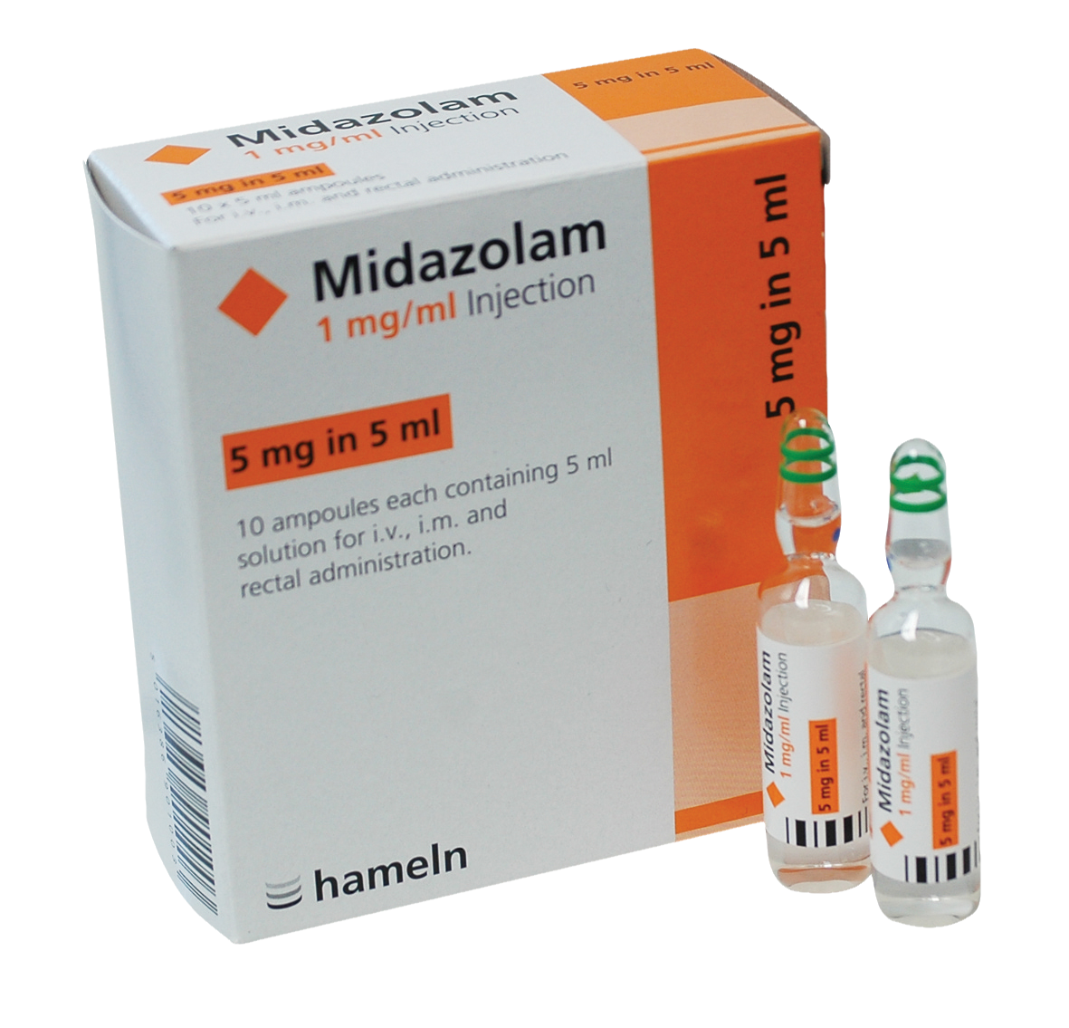 Midazolam 1mg/1ml Solution for Injection/Infustion 5mg in 5ml Ampoule 10pk