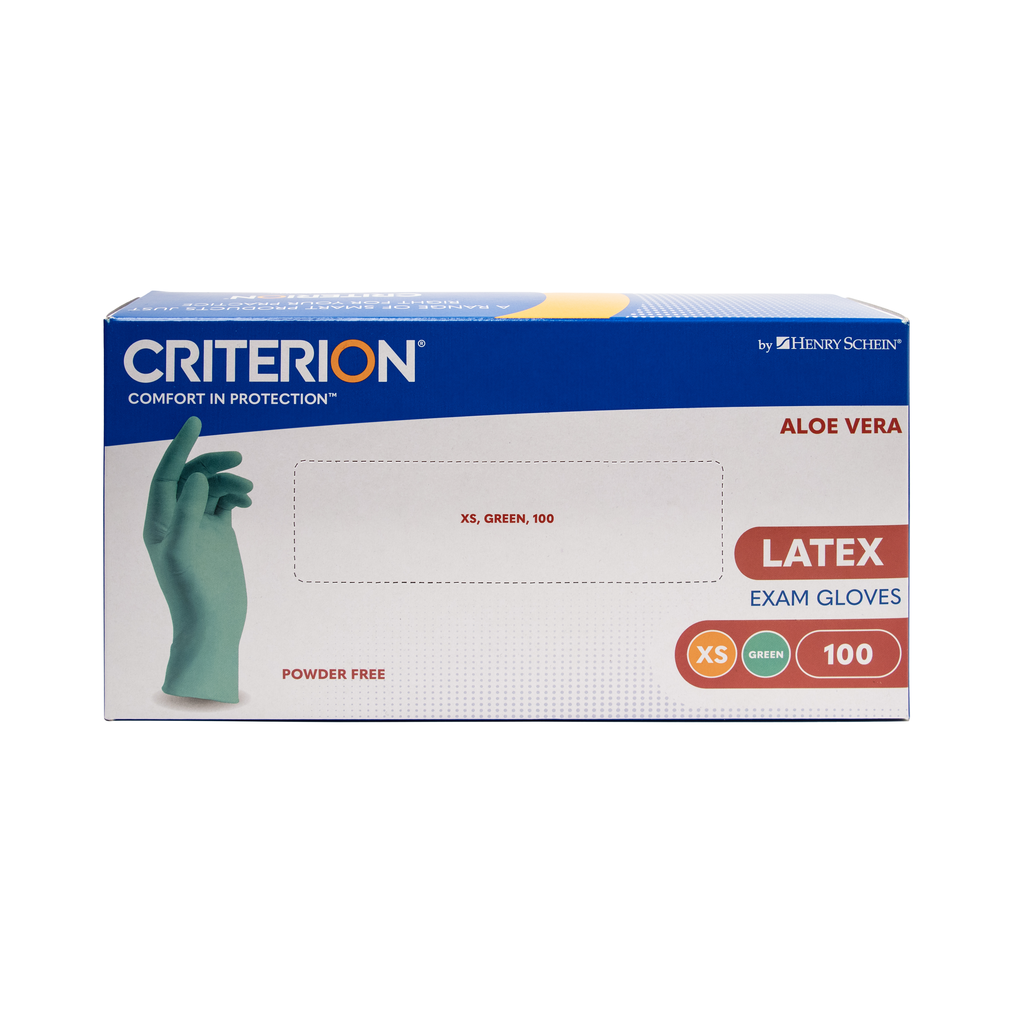 Criterion Gloves Latex Powder-Free Aloe Vera Green X-Small 100pk
