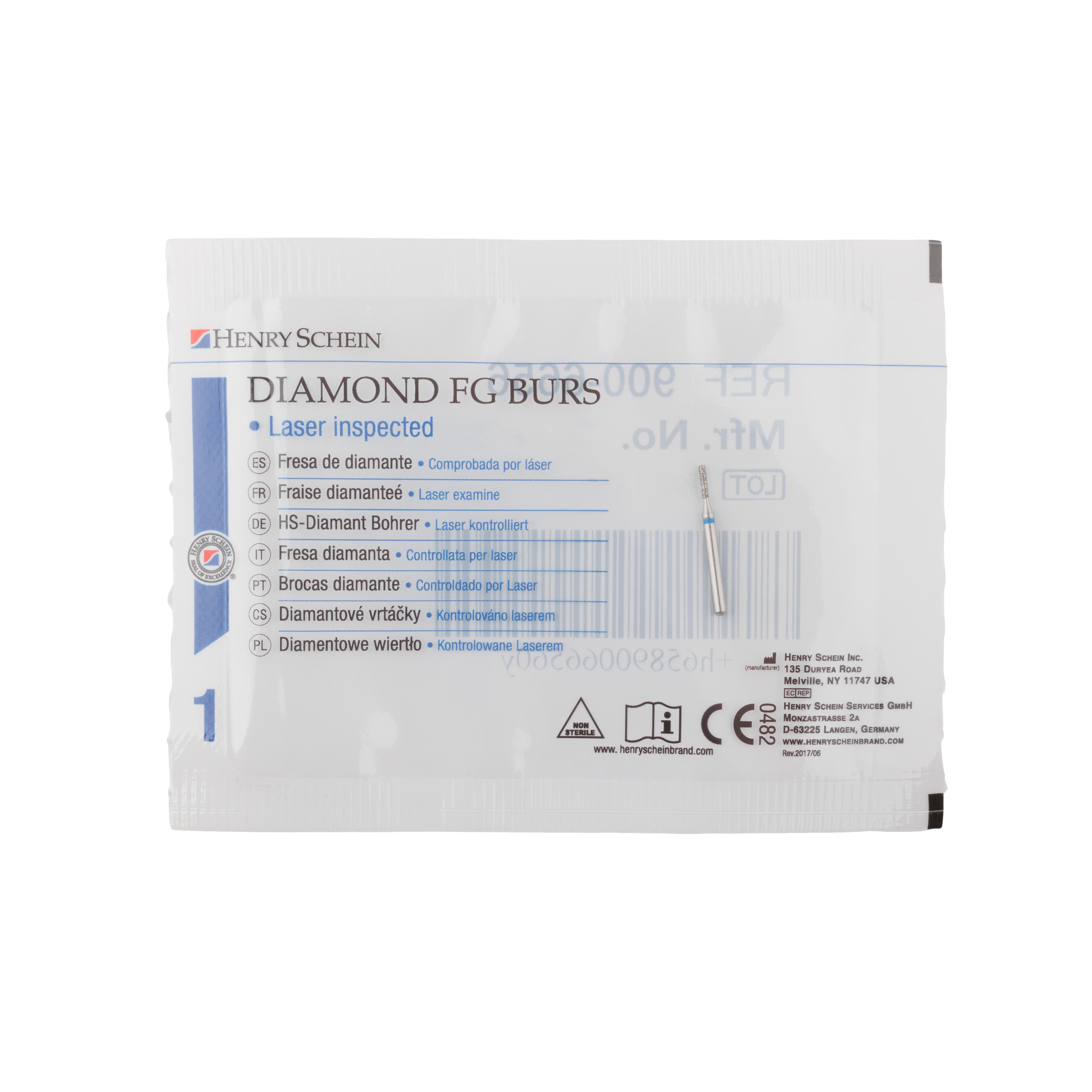 HS Bur Diamond FG 835-009 M Flat End Cylinder