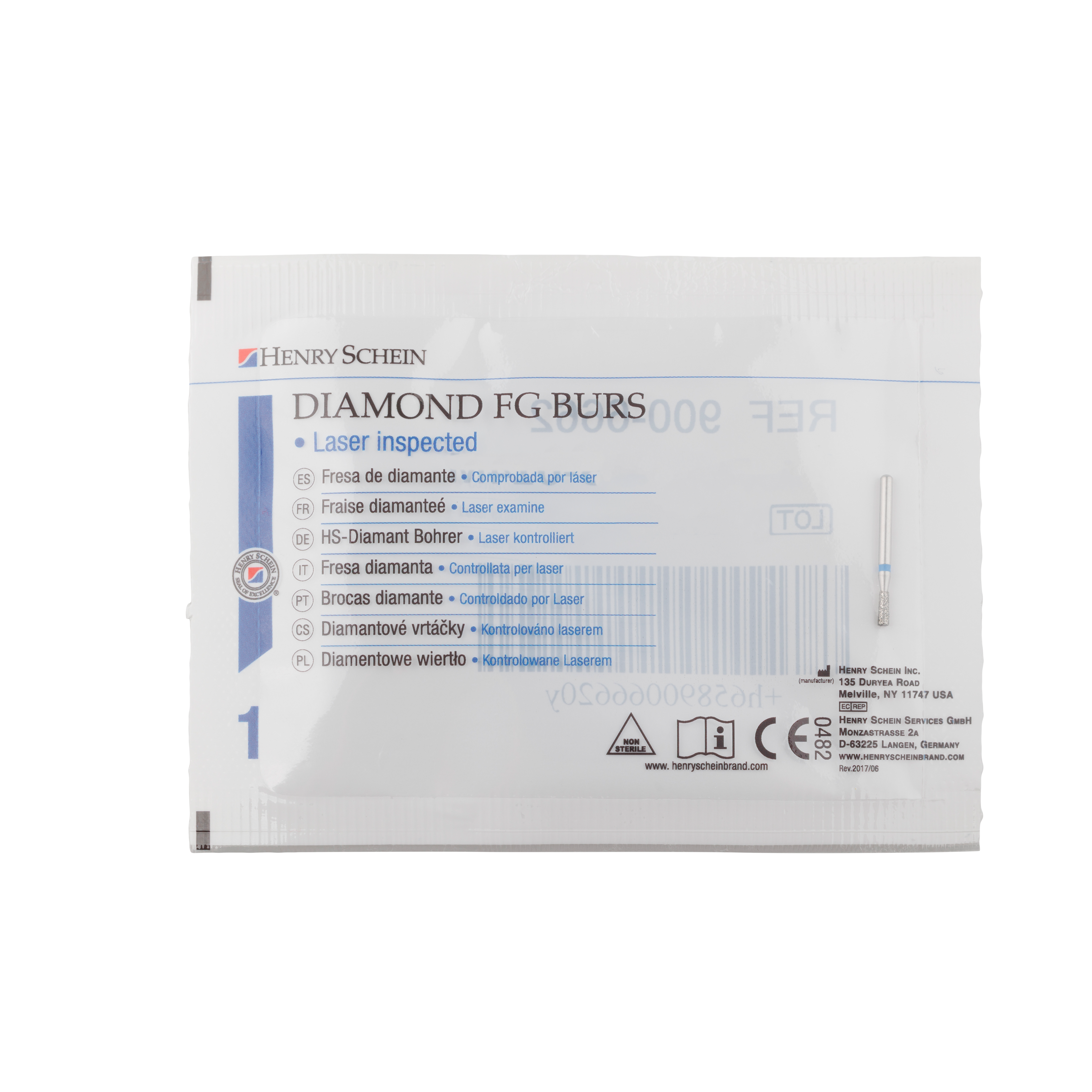 HS Bur Diamond FG 807-014 M Inverted Cone