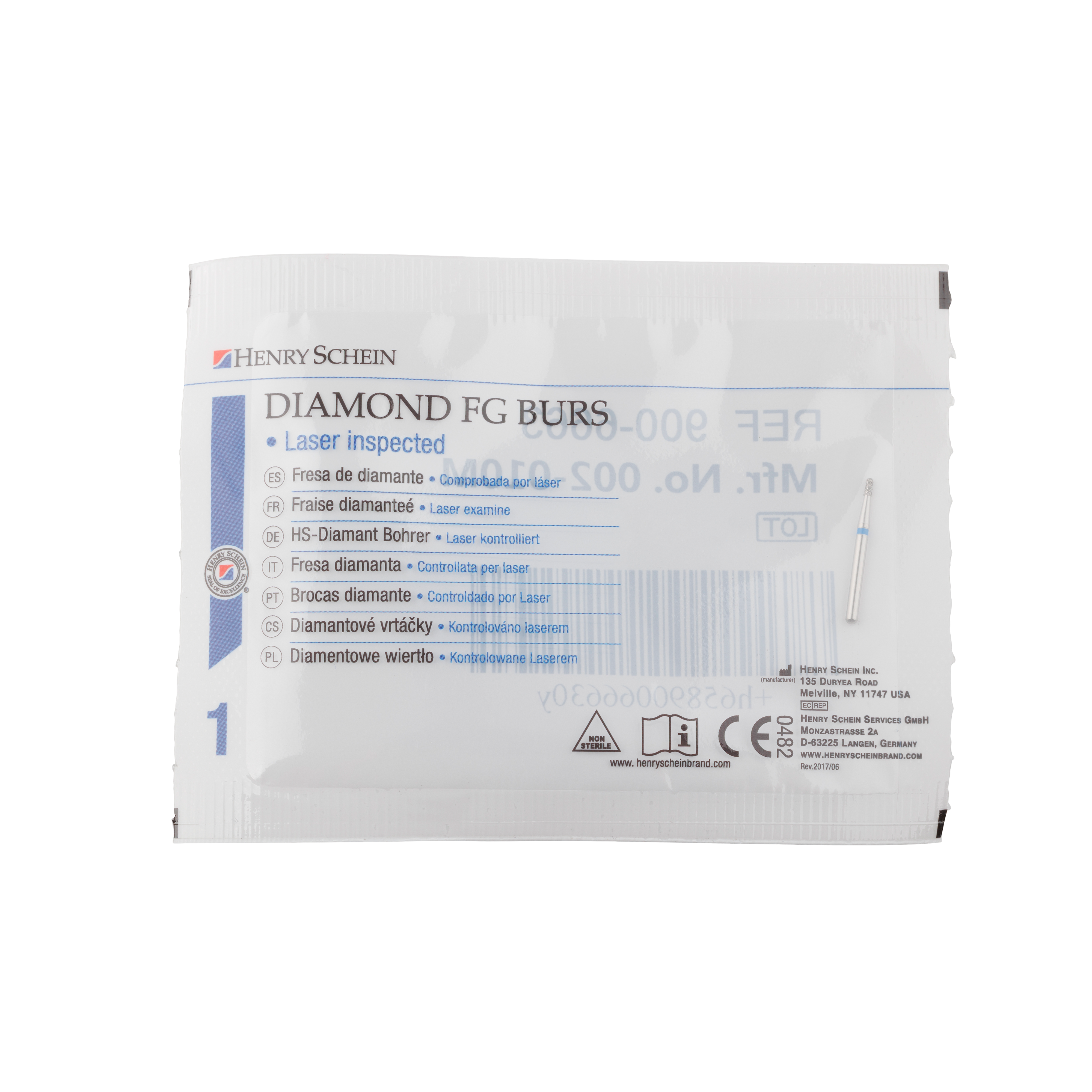 HS Bur Diamond FG 802-010 M Round with Collar