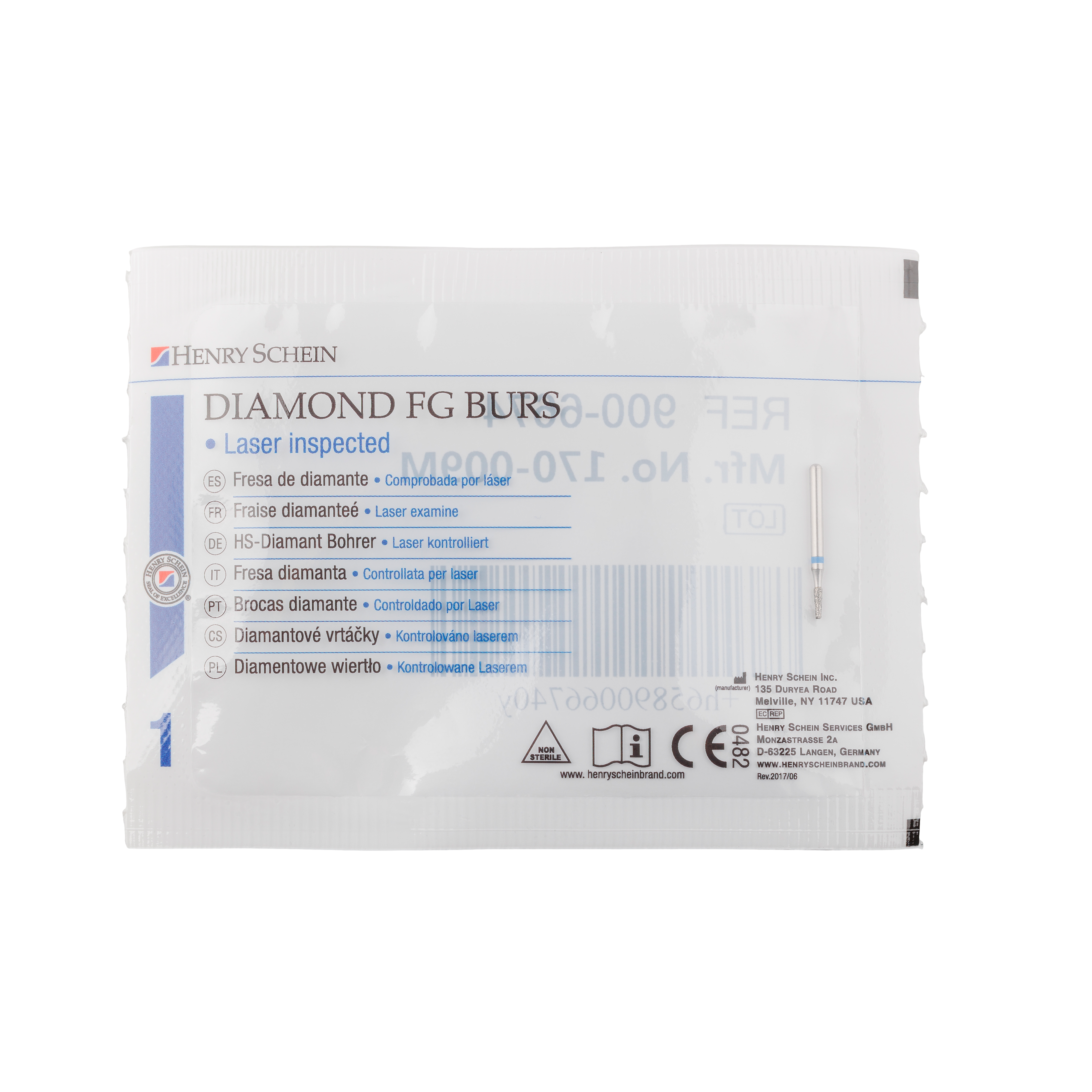 HS Bur Diamond FG 845-009 M Flat End Taper