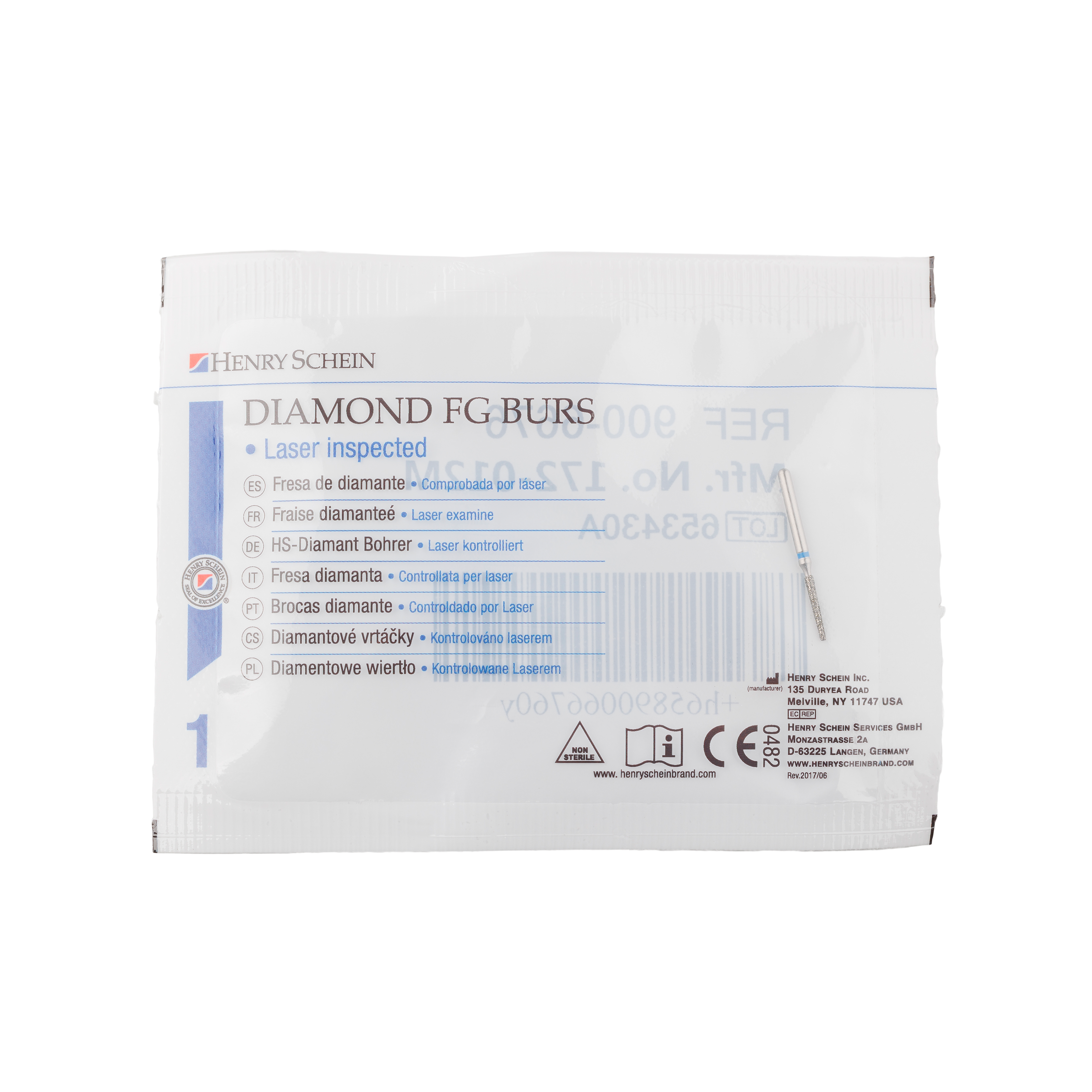 HS Bur Diamond FG 847-012 M Flat End Taper