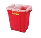 Sharps Container 17gal Red/Clear 14-3/4x20x23-1/2" Hinge Lid/Gasket Plastic 5/Ca