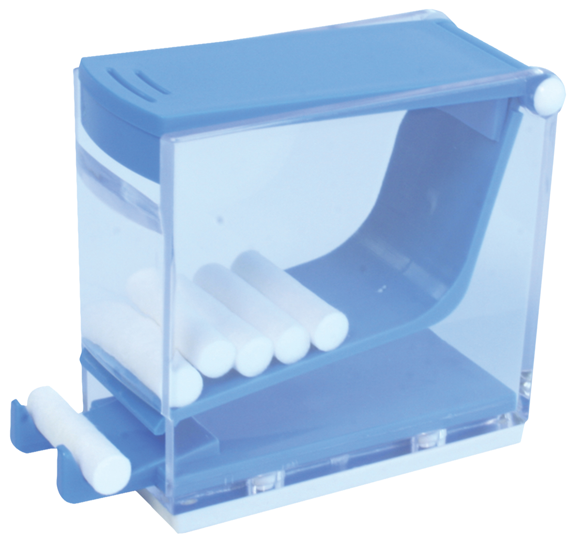 DEHP Cotton Roll Dispenser with pusher Blue