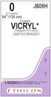 Coated Vicryl Suture 0 54" Polyglactin 910 Braid Undyed 36/Bx