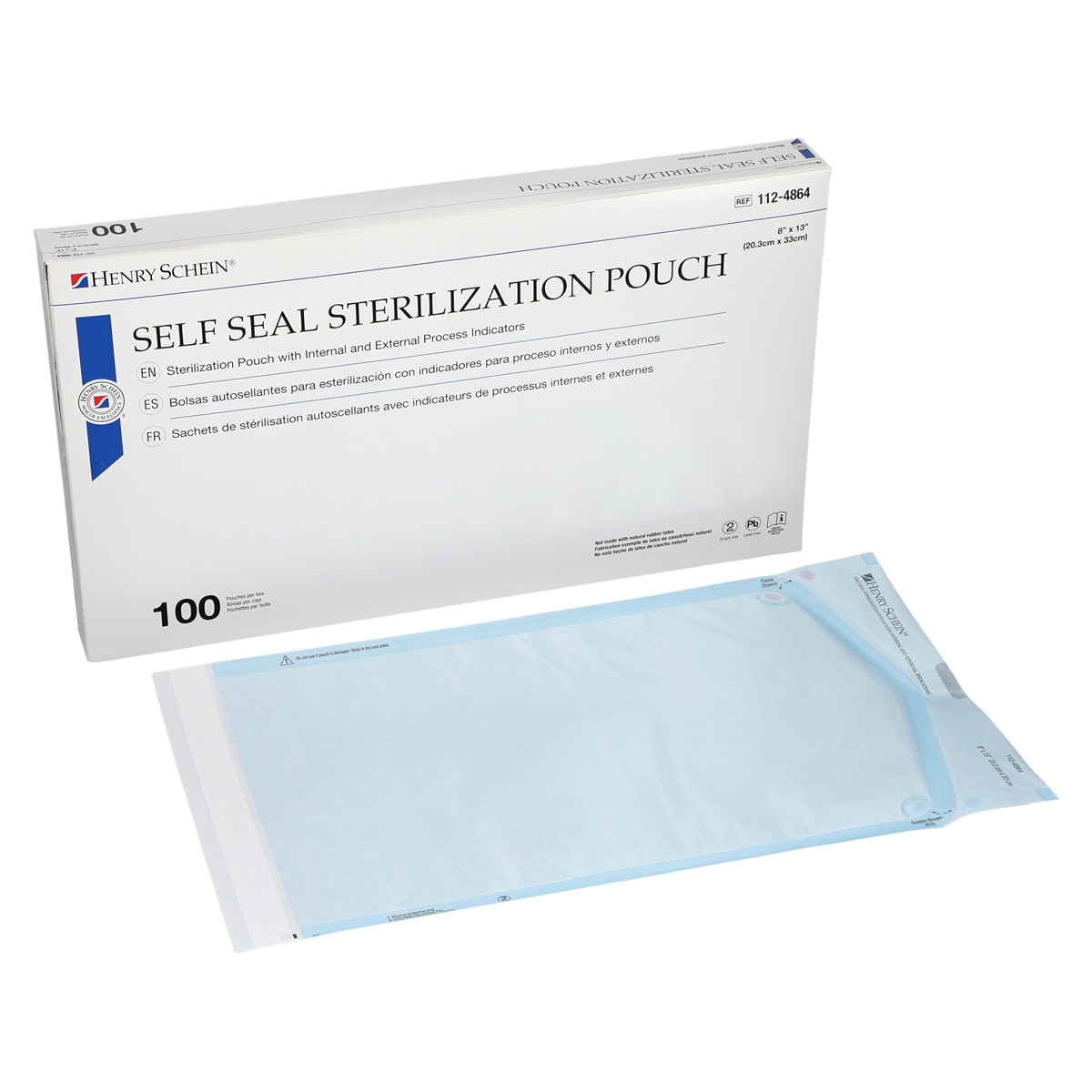 Sterilization Pouch Self Seal 8 in x 13 in 100/Bx