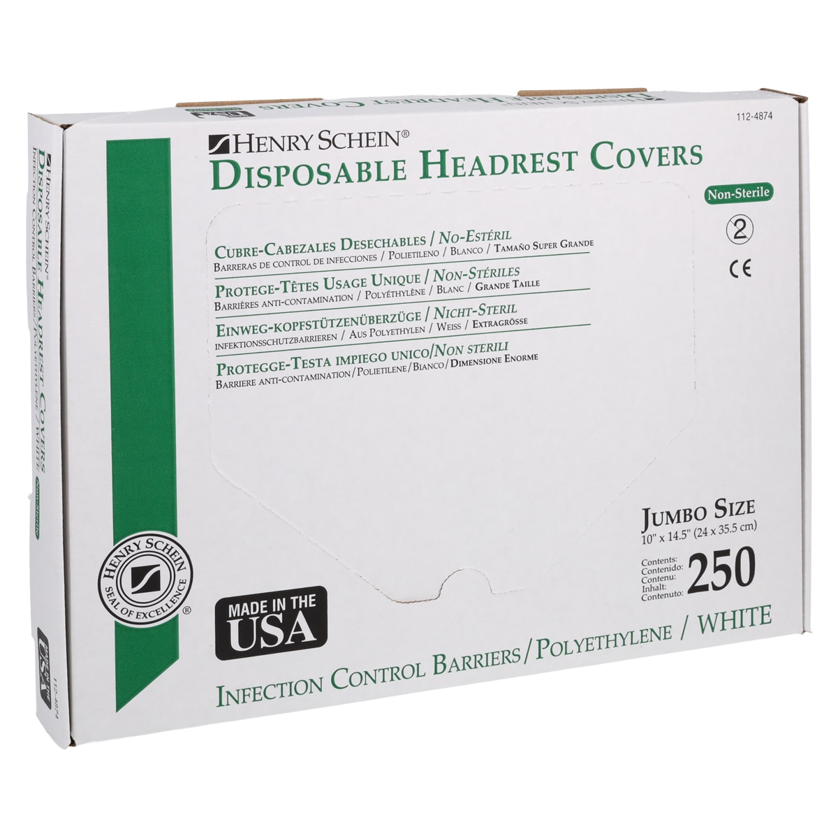 Headrest Cover 14.5 in x 10 in Plastic White Disposable 250/Bx